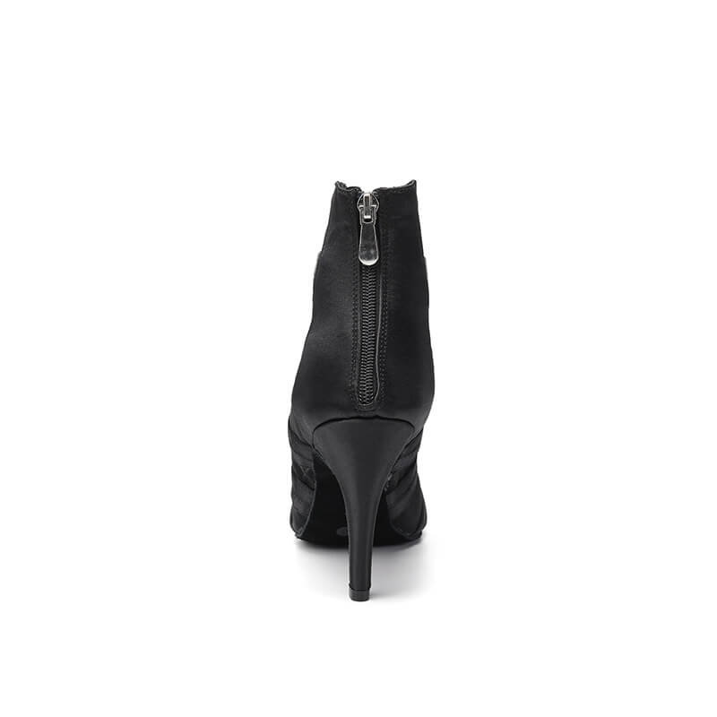 Elegant Black Satin High Heel Dance Shoes for Women - Perfect for Ballroom, Latin, Salsa & Wedding Performances