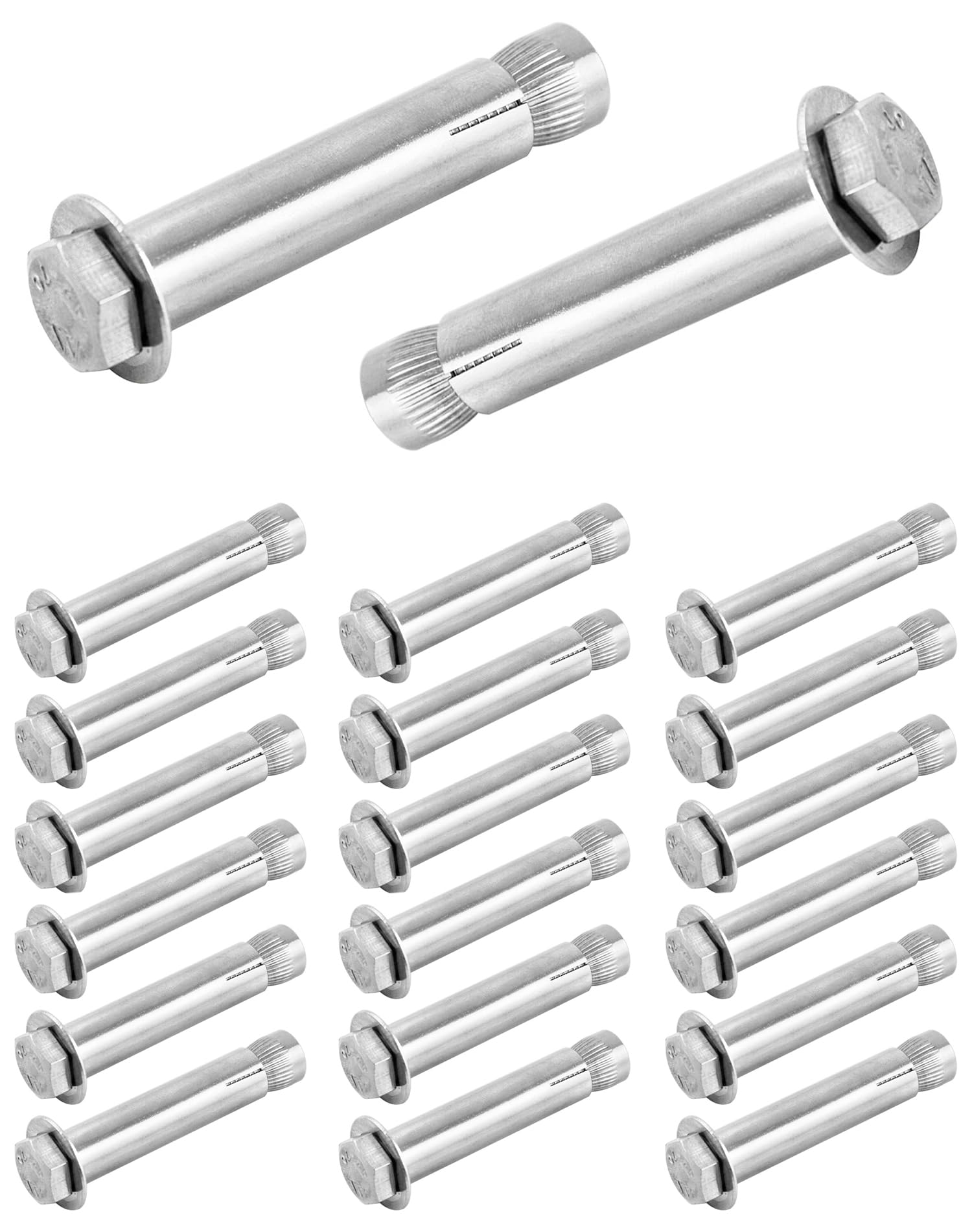 QWORK 304 Stainless Steel External Hex Expansion Bolts M8x60mm (20 Pcs) - Corrosion Resistant Concrete Anchors for Masonry, Brick & Drywall - Perfect for Construction, Home Improvement & DIY Projects