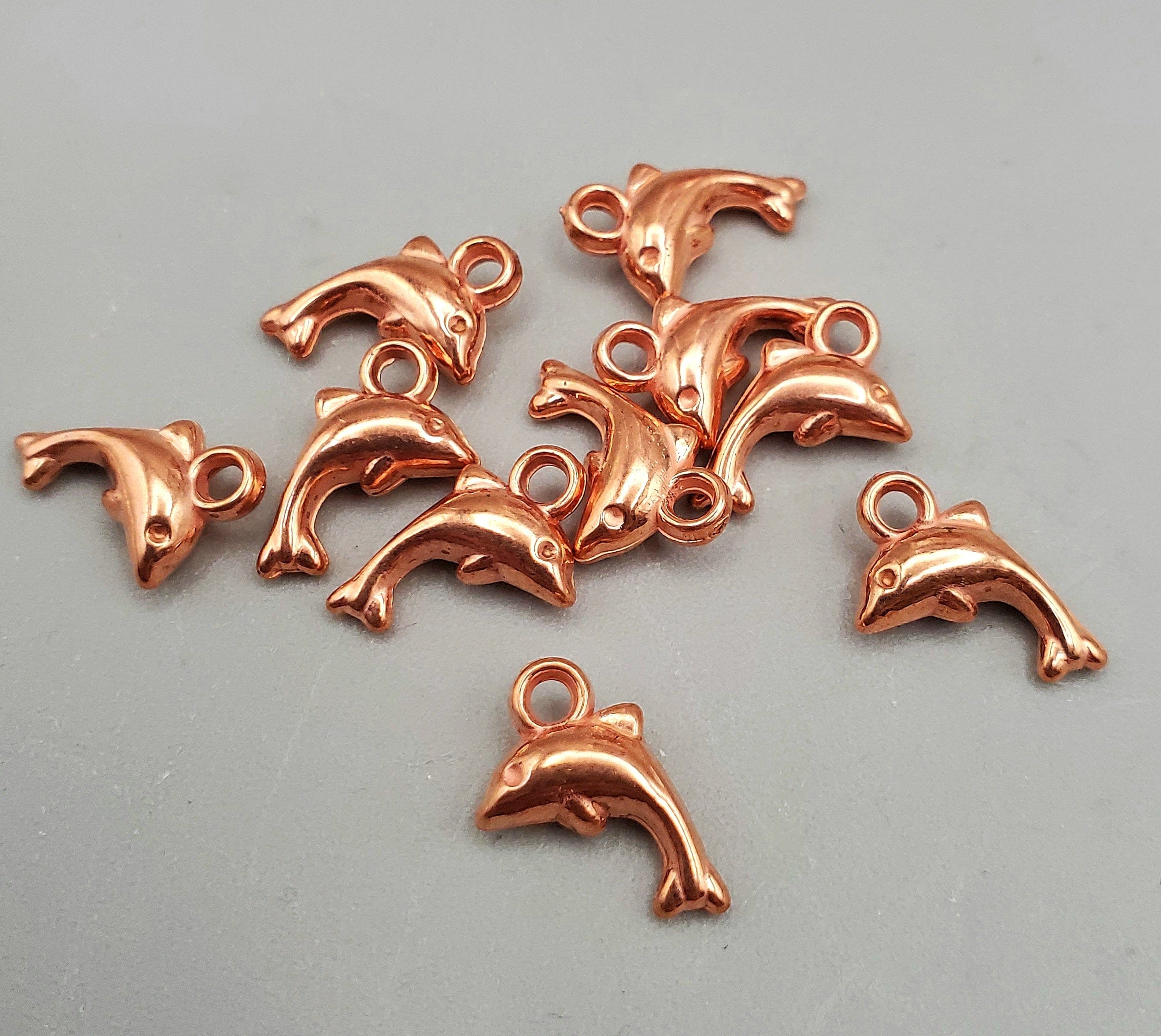 10pcs Copper Dolphin Charms for Jewelry Making - DIY Necklace, Bracelet & Keychain Supplies - Perfect for Beach Theme Crafts & Gifts