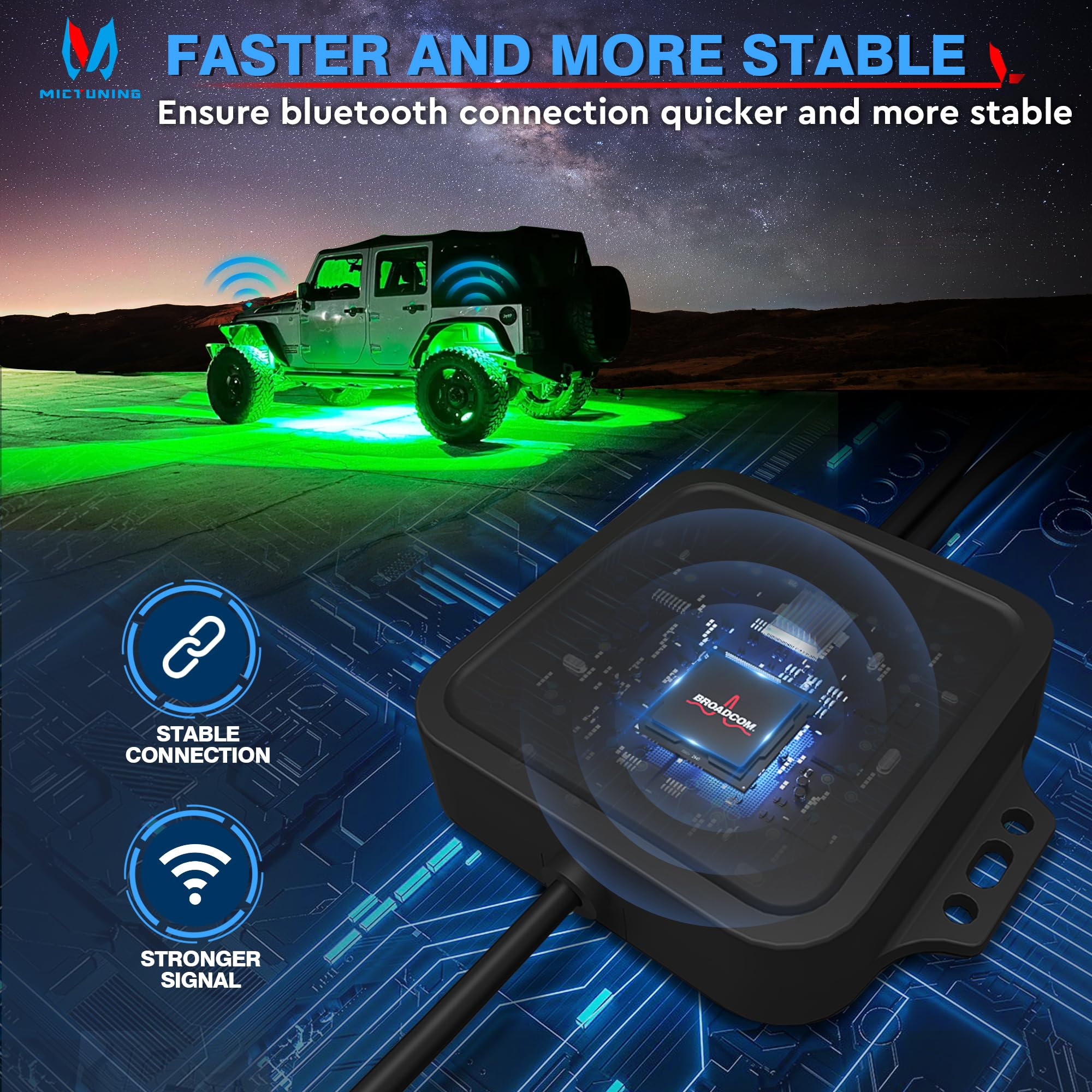 MICTUNING C2 Curved RGBW LED Rock Lights - 16 Pods Underglow Multicolor Neon Light Kit with Bluetooth APP Control & Wiring Switch - Perfect for Off-Road Trucks, Jeeps, ATVs & Car Customization