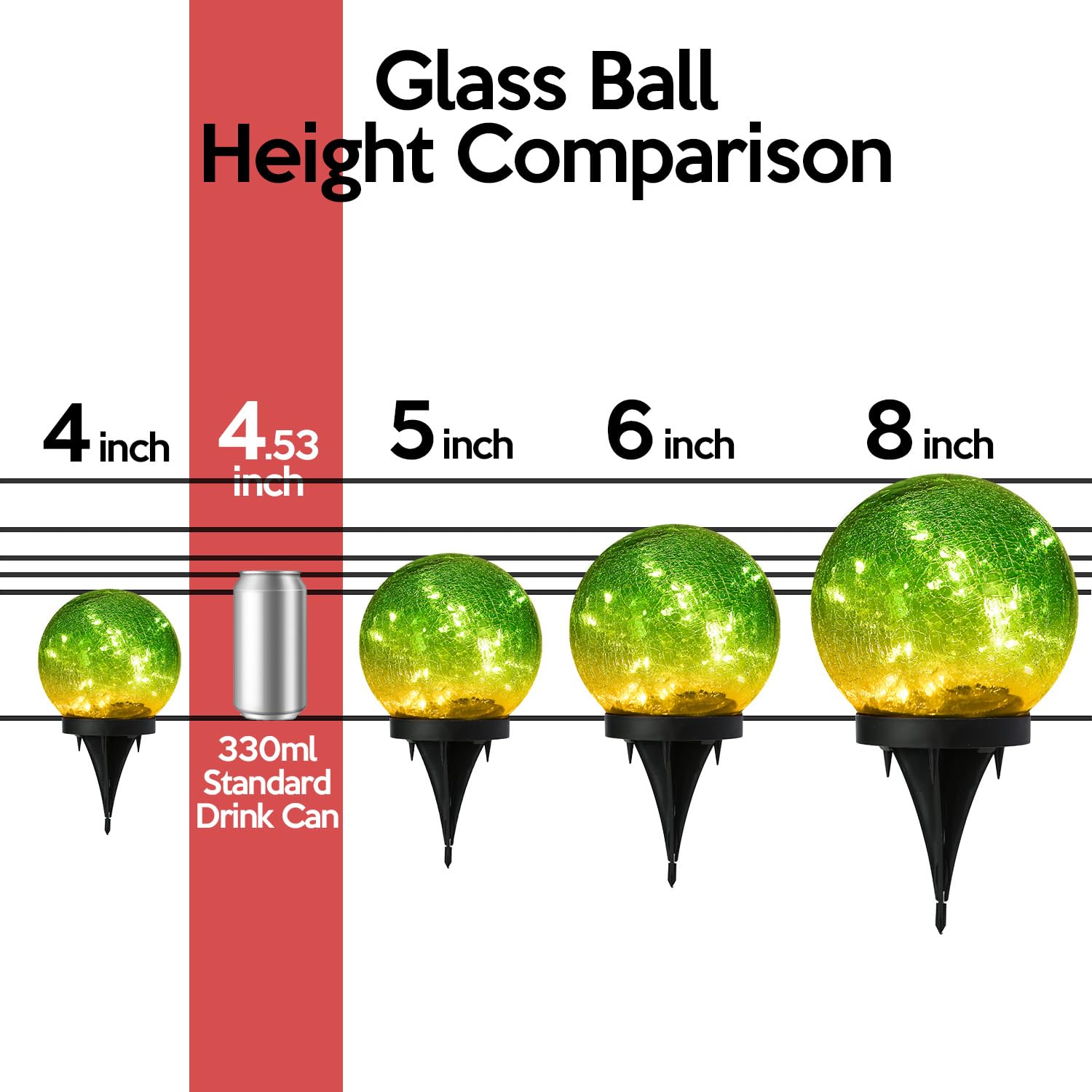 Outdoor Waterproof IP65 Solar Globe Lights - LED Solar Light Balls for Lawn, Garden, Patio & Table Decor - Cracked Glass Sphere Gazing Ball for Yard Landscape Lighting - Perfect for Outdoor Parties, Weddings & Nighttime Garden Ambiance