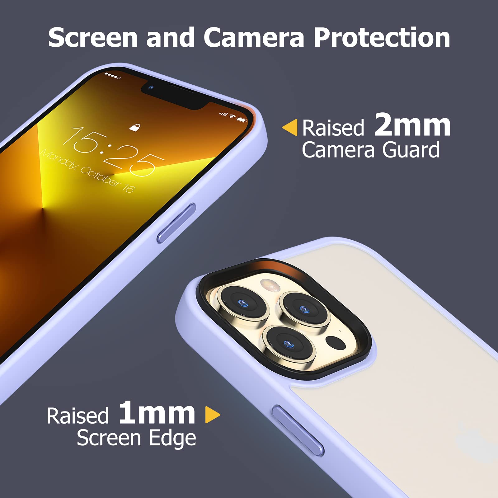 MATEPROX Matte Shockproof Phone Case for iPhone 13 Pro Max (6.7 inch 2021) - Non-Slip Protective Hard Back Cover with Bumper | Perfect for Work, Travel & Everyday Use - Purple