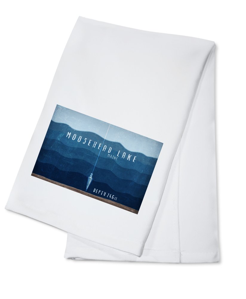 Moosehead Lake Maine 100% Cotton Tea Towel - Decorative Hand Towel for Kitchen & Home | Lake Essentials with Depth Chart | Perfect for Camping, Cabin Decor & Housewarming Gifts