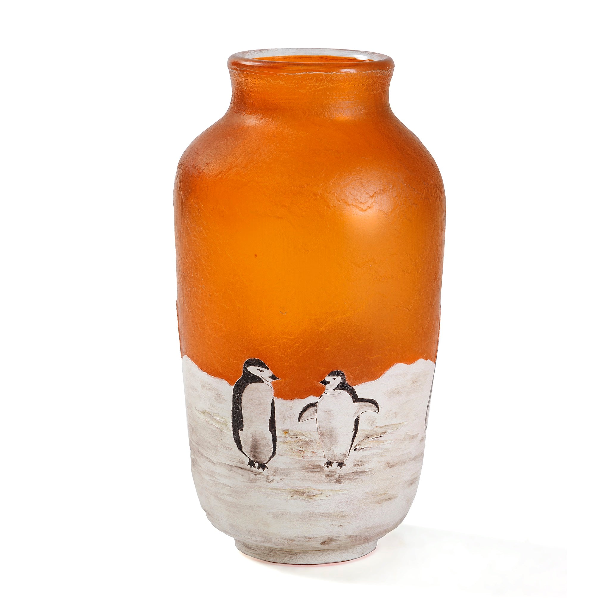 Daum Nancy Glass Winter Scene Vase - Handcrafted French Art Glass Collectible for Home Decor, Gift & Holiday Display