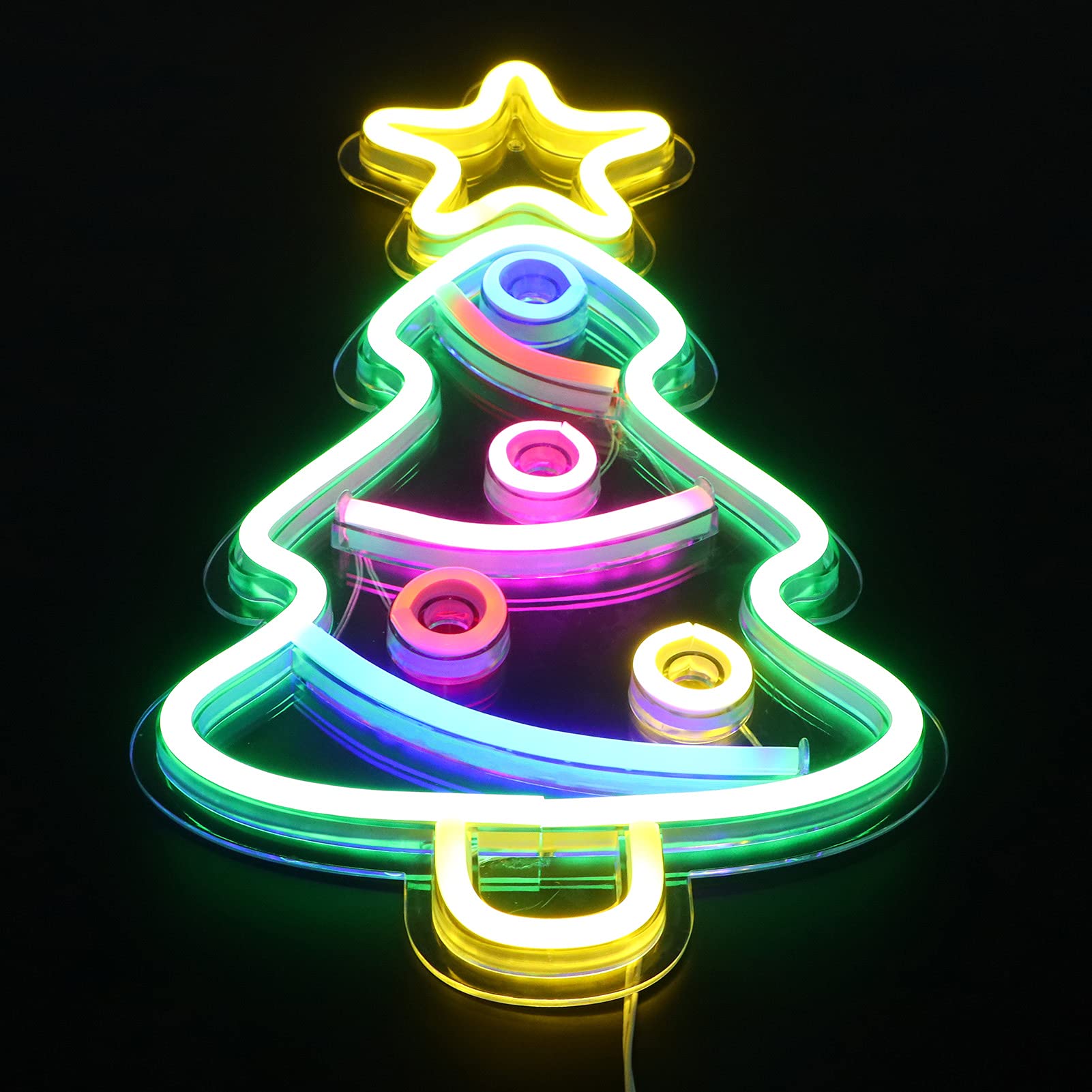 USB Powered LED Neon Sign - Christmas Tree Neon Light for Wall Decor, Kids Room, Bar, Wedding & Birthday Party | Novelty Lighting for Home, Leisure & Proposals | Energy Efficient LED Signboard Lights