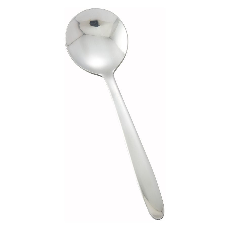 Winco Flute Bouillon Spoon - 12-Piece Stainless Steel Soup Spoons Set for Restaurant, Catering & Home Dining - Elegant Tableware for Soups, Desserts & Cocktails