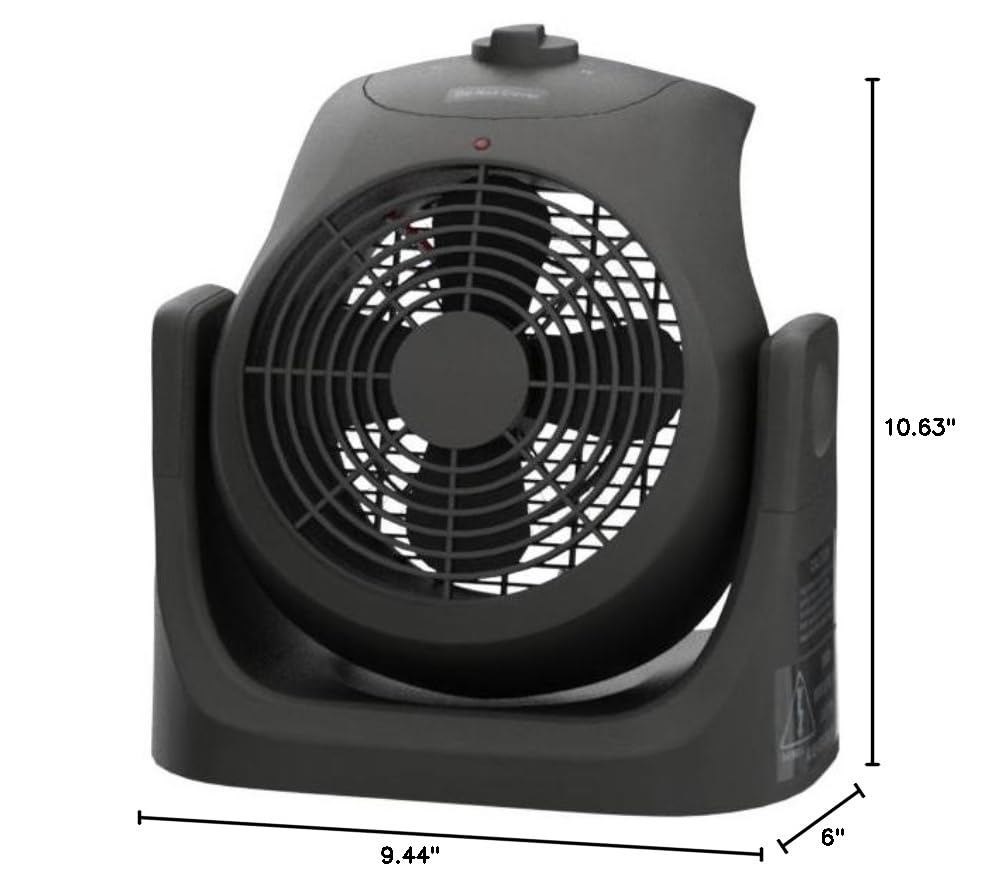 LifePlus 2-in-1 Heater & Fan Combo - Portable Cooling Desk Fan with 45° Tilt, 2 Speed Settings, 1500W Overheat Protection - Personal Space Heater & Air Circulator for Home, Office, Bedroom & Dorm Room (Black)