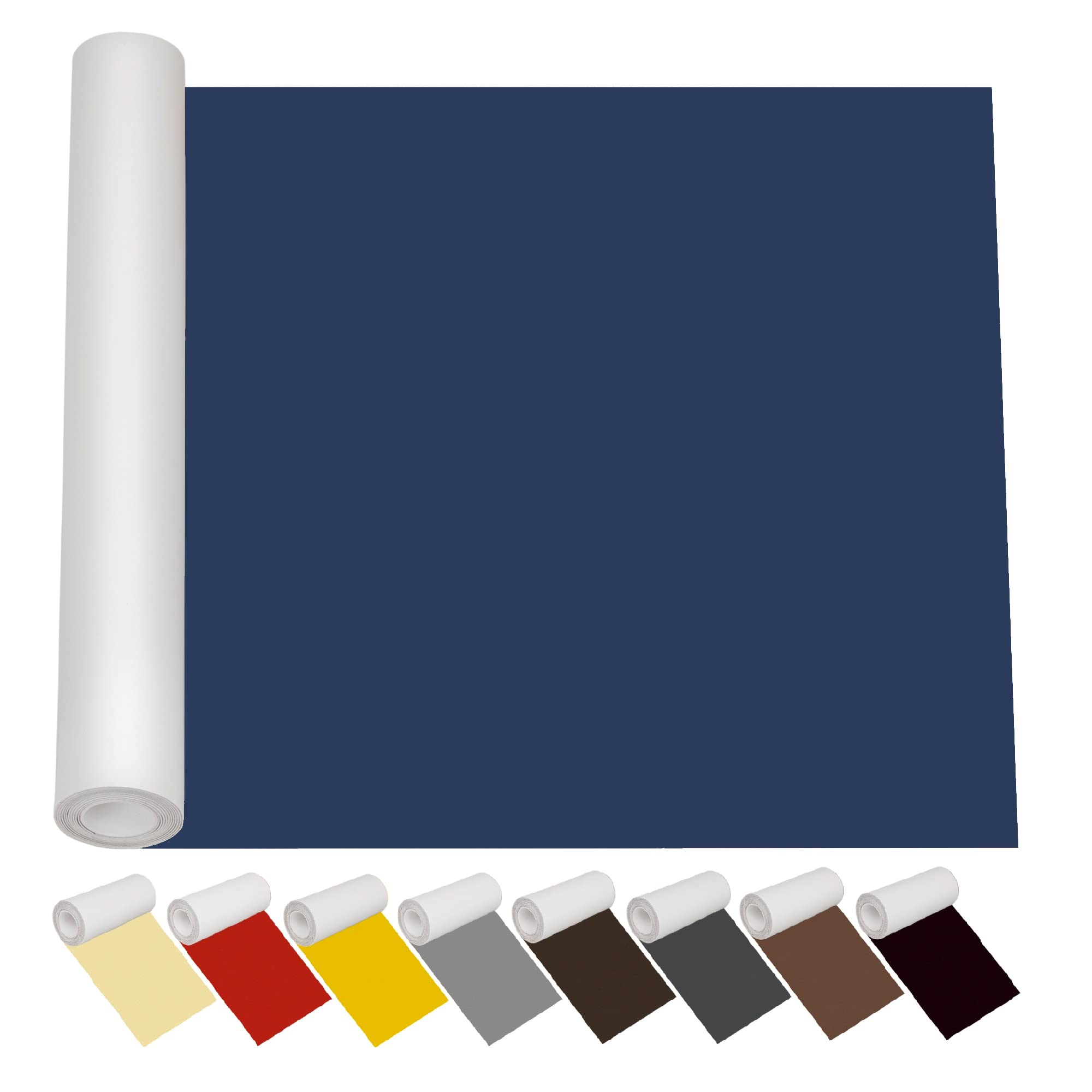 Premium Leather Repair Patch Kit - 12.6x60 Inch Dark Blue Waterproof & Durable Self-Adhesive Leather Tape for Furniture, Couch, Sofa, Car Seat, Vinyl Chairs - Perfect for Home, Office & Vehicle Interior Repairs