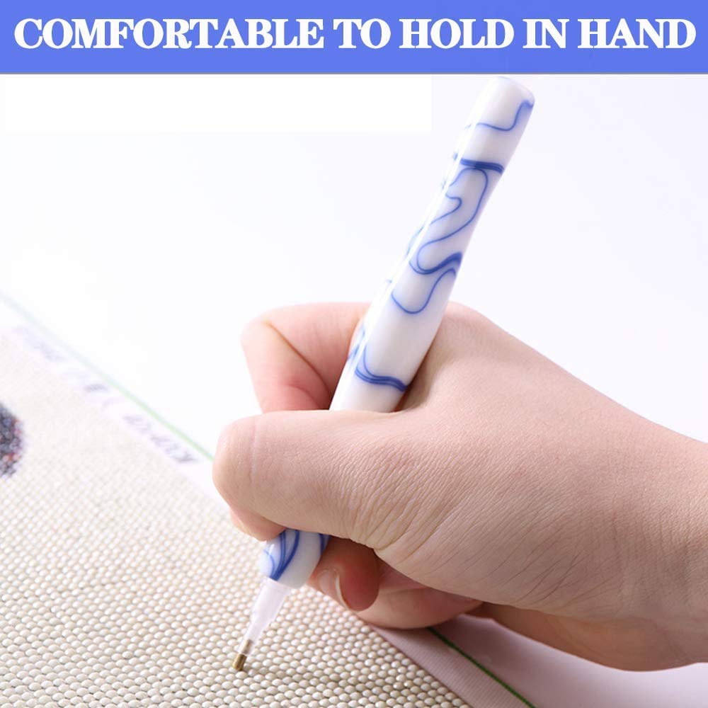 Premium Diamond Painting Pen Set - 5D Handmade Resin Art Tools with Glue Clay & Multiple Tips for Comfortable DIY Diamond Painting (White) | Perfect for Home Crafts, Gift Making & Stress Relief