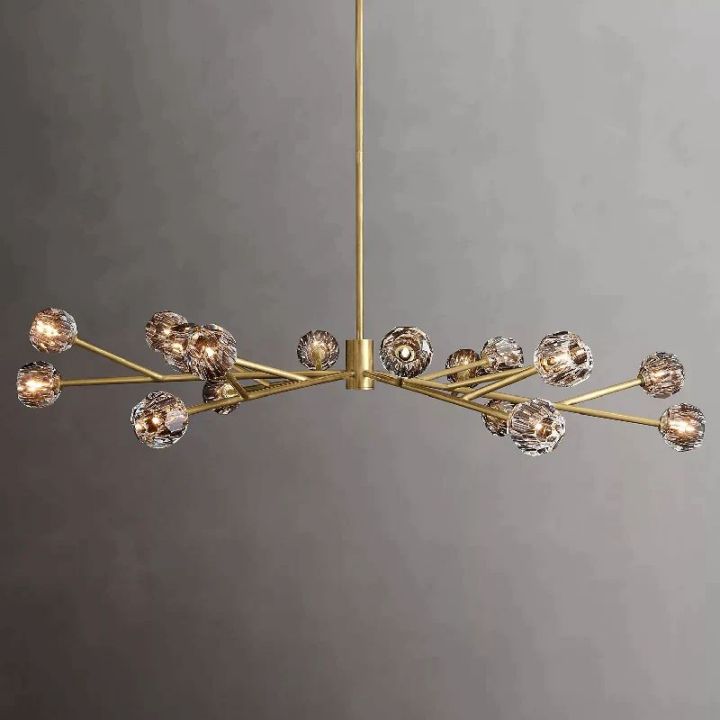 Crystal Ball Glass Round Chandelier - 72 Inch Modern Ceiling Light Fixture for Dining Room, Living Room, Bedroom, and Entryway