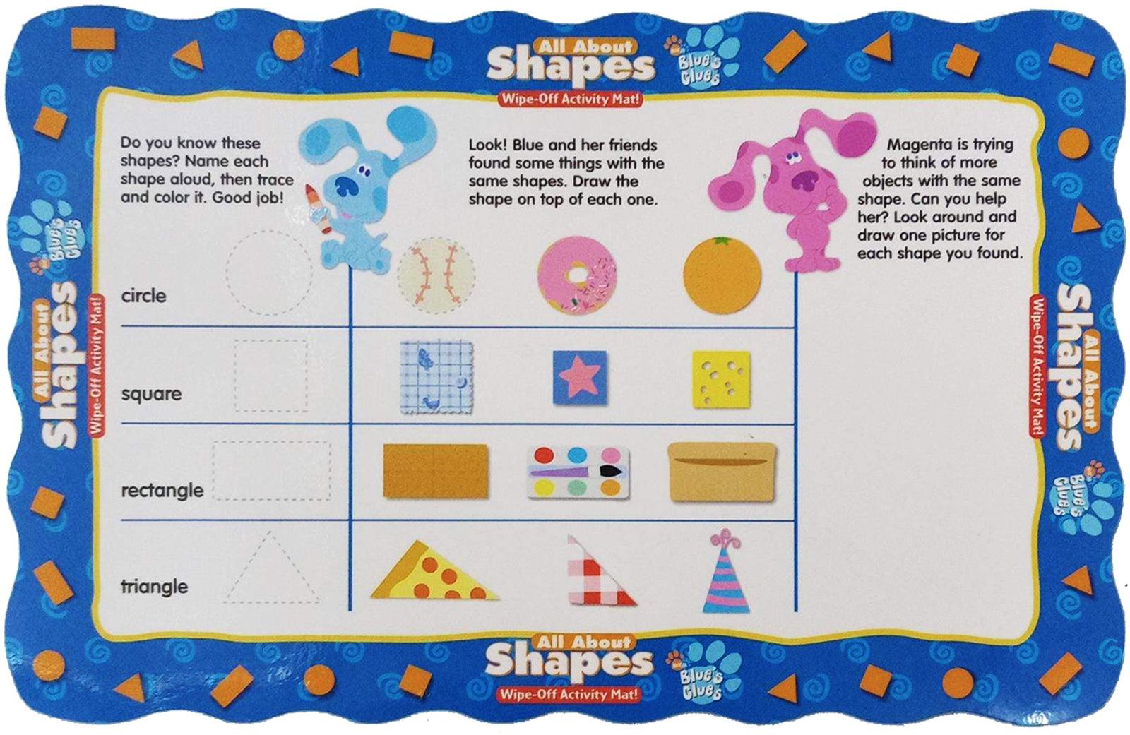 Blue's Clues Wipe Off Learning Mats - Reusable Shapes Practice for Kids | Preschool & Homeschool Educational Activity