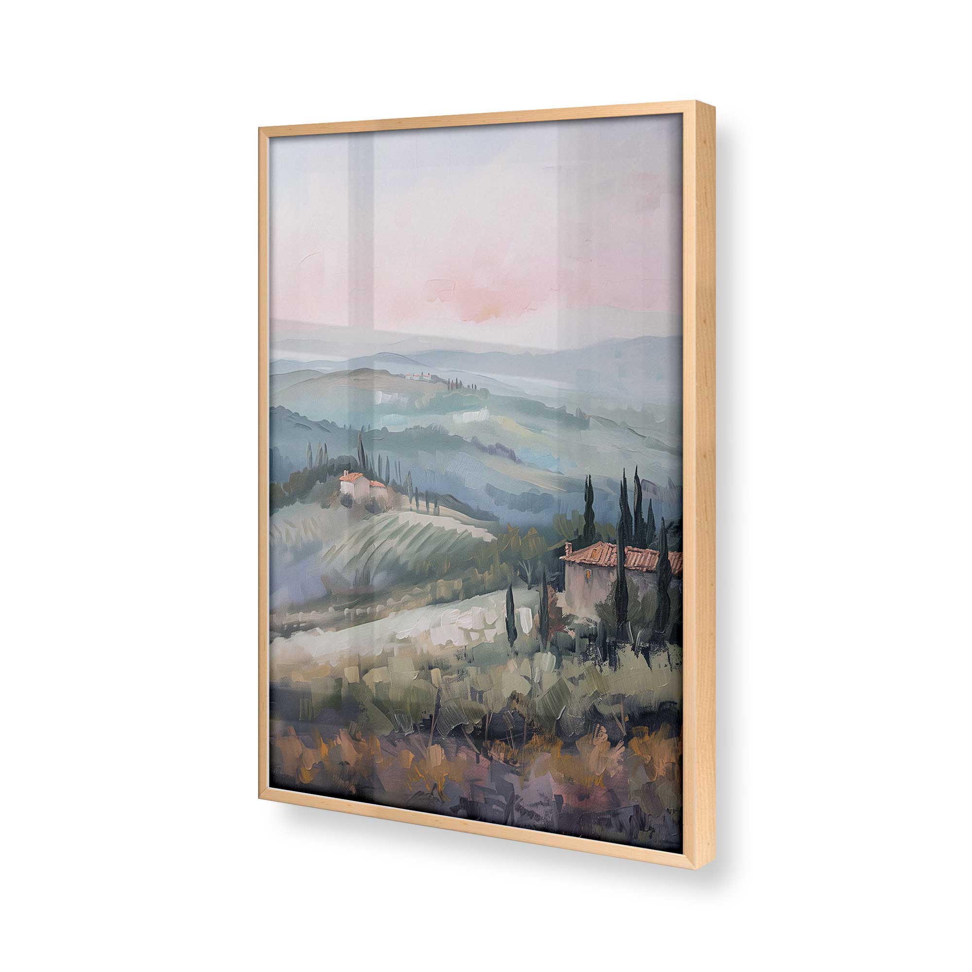 Tuscany Sunset Landscape Art Print - Dusk's Glow v2 Wall Decor for Living Room, Bedroom & Office
