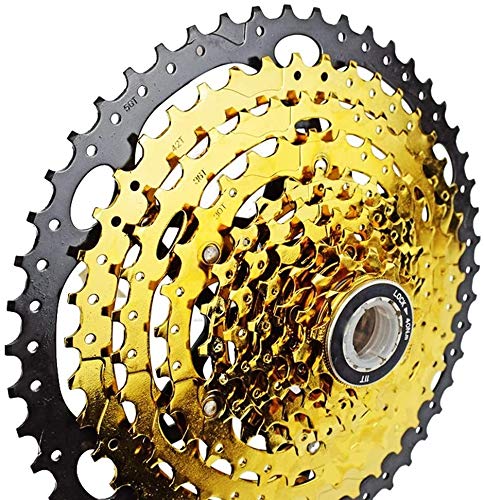 10-Speed MTB Cassette 11-46T/11-50T - Lightweight & Durable Bicycle Flywheel for Mountain Bikes - Gold Color - Perfect for Trail Riding, Downhill & Off-Road Cycling