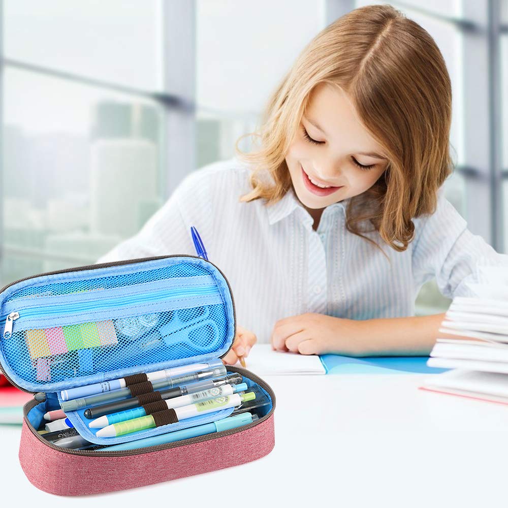 Oxford Pencil Case for School & Office - Red Pen Holder & Desk Organizer for Stationery Supplies | Perfect for Students, Teachers & Professionals