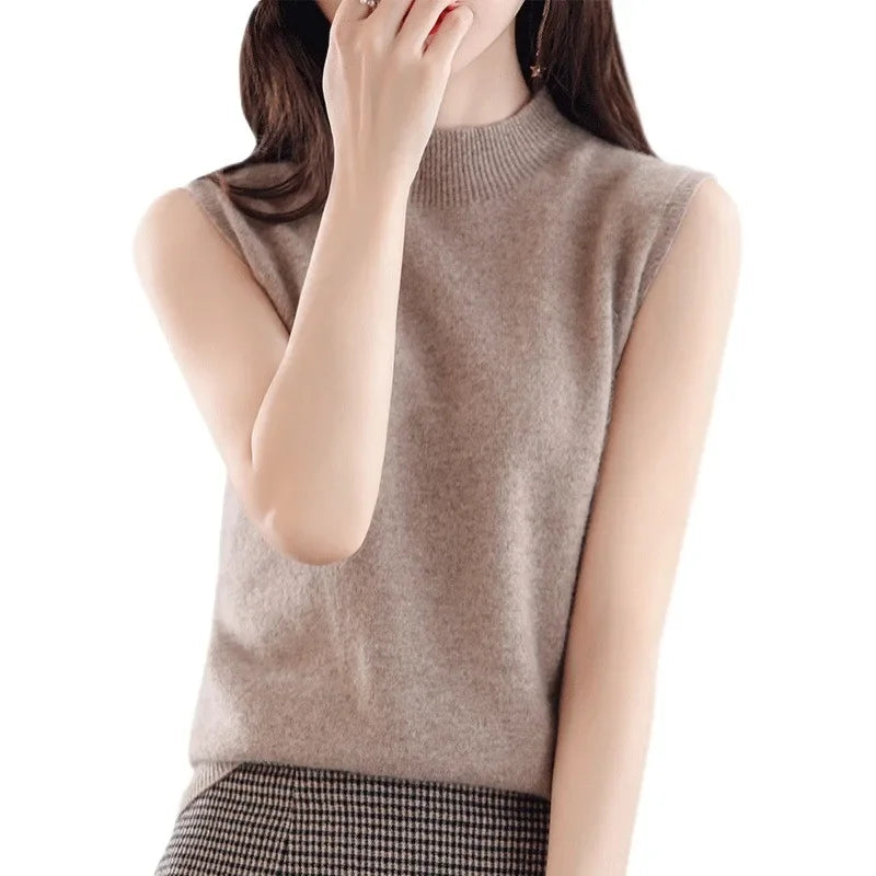 Women's Sleeveless Casual Sweater - Lightweight Summer Knit Top for Layering or Office Wear
