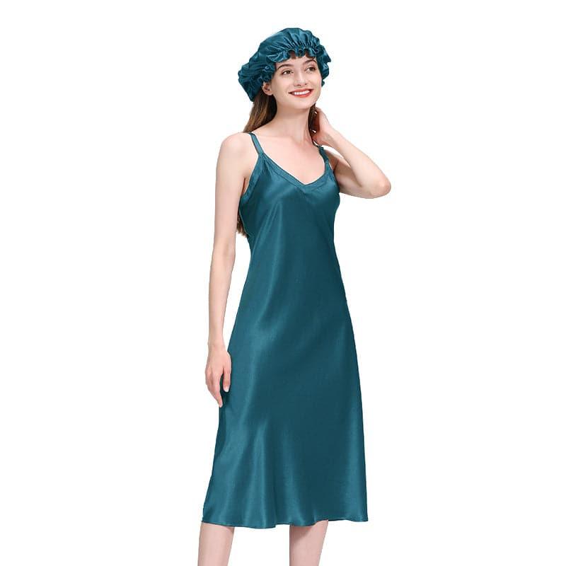 22 Momme Pure Silk Nightgown for Women - Luxurious Long Sleepwear for Comfort & Elegance - Perfect for Relaxing at Home or Bridal Lingerie