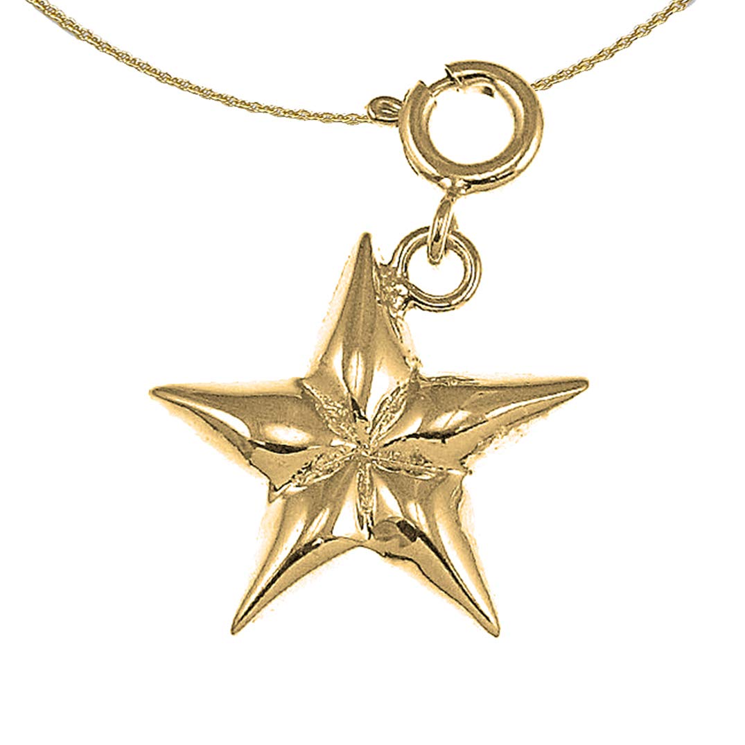 14K Yellow Gold Plated 925 Silver Star Pendant Necklace - 18