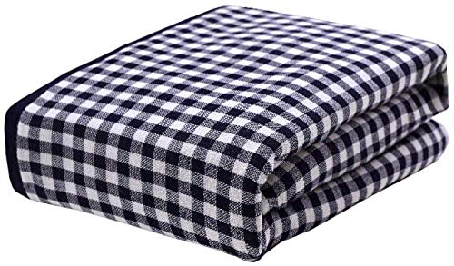 Premium 100% Cotton Muslin Bath Towel Set - Ultra Absorbent Plaid Beach & Bath Sheet (135cm x 70cm) | Hotel Quality, Thick & Soft | Perfect for Spa, Pool, Gym & Vacation | Blue