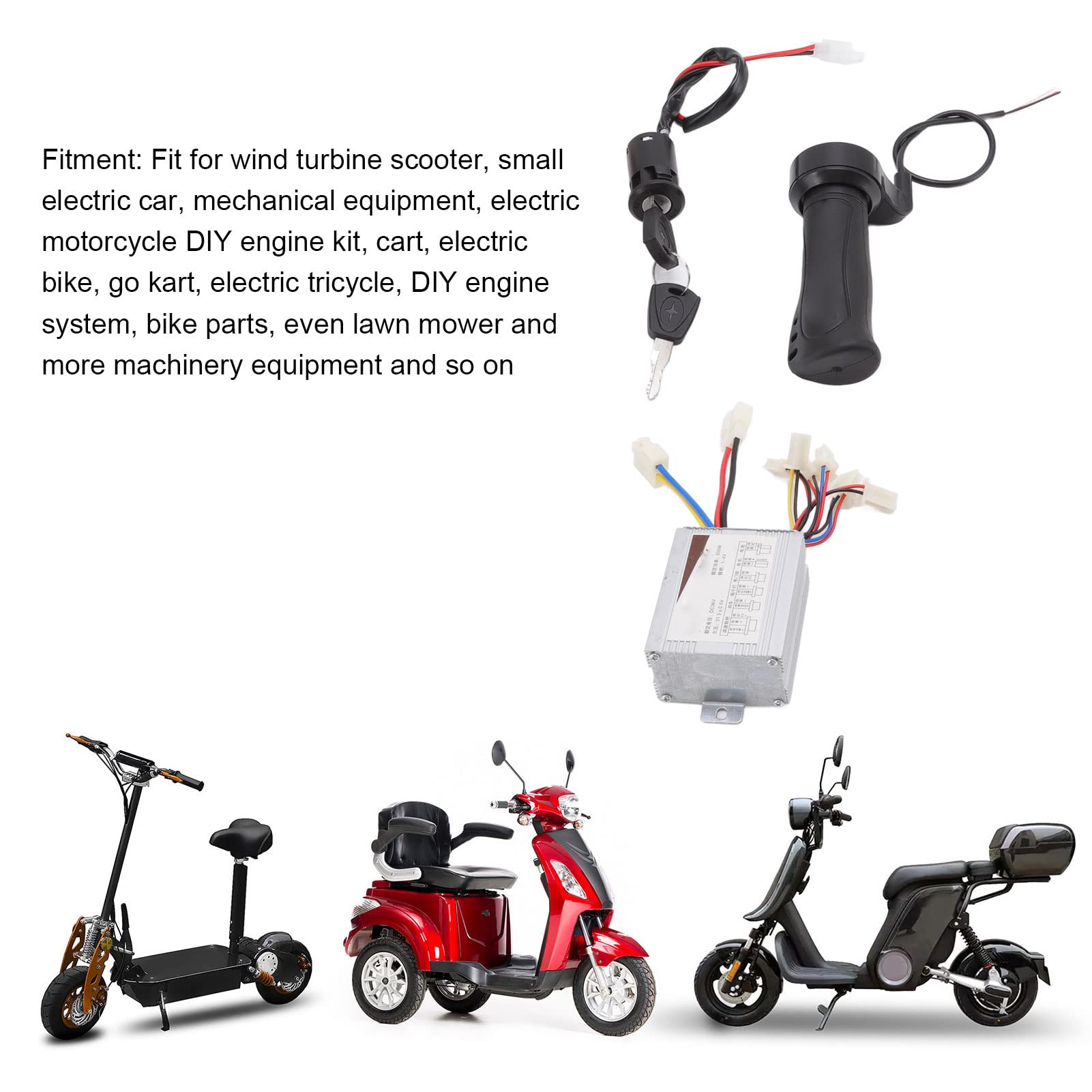 36V 500W Electric Scooter Brush Motor Controller with Throttle Grip - Compatible with E-Bikes, Electric Scooters & Door Locks - Perfect for Commuting, Urban Travel & Home Security Systems