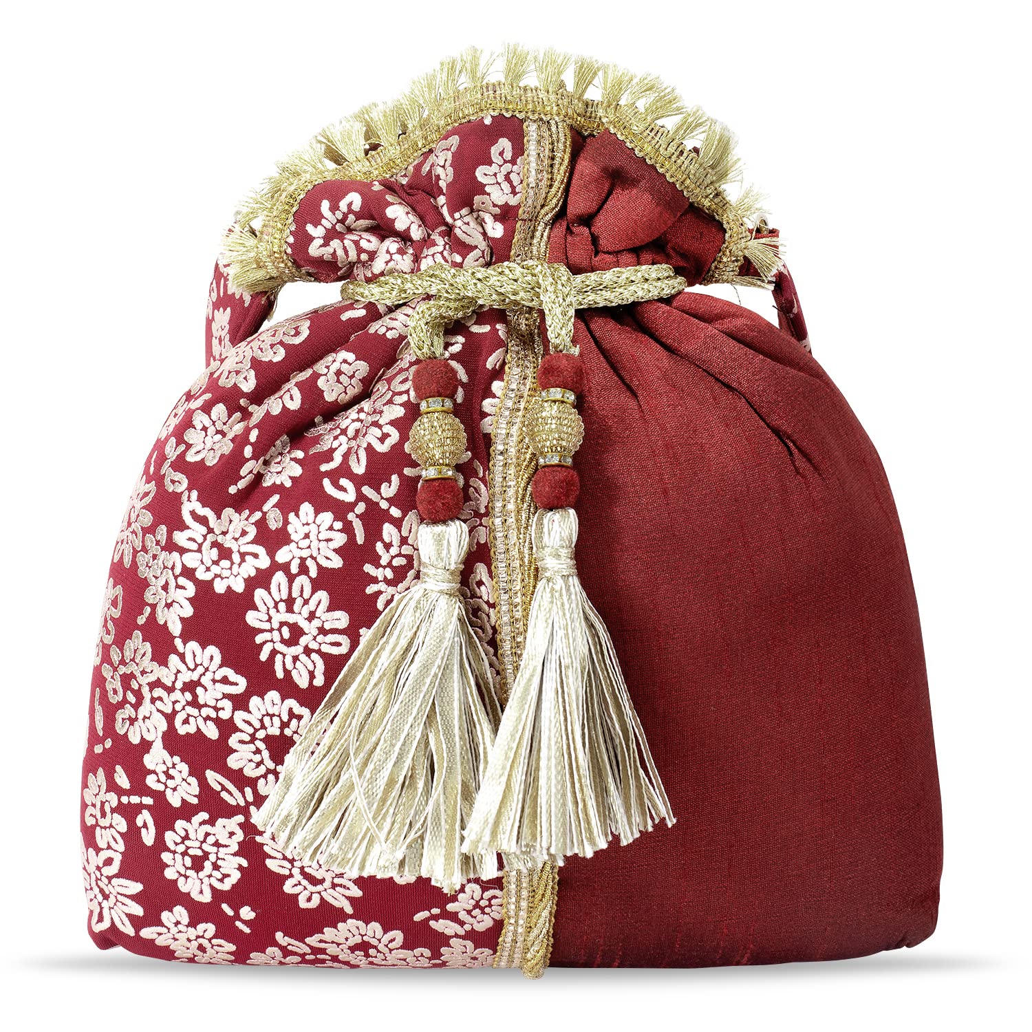 Elegant Aheli Indian Potli Bags for Women - Ethnic Beaded Clutch Purse with Drawstring for Weddings, Parties & Evening Events | Perfect Bridal Gift & Traditional Accessory