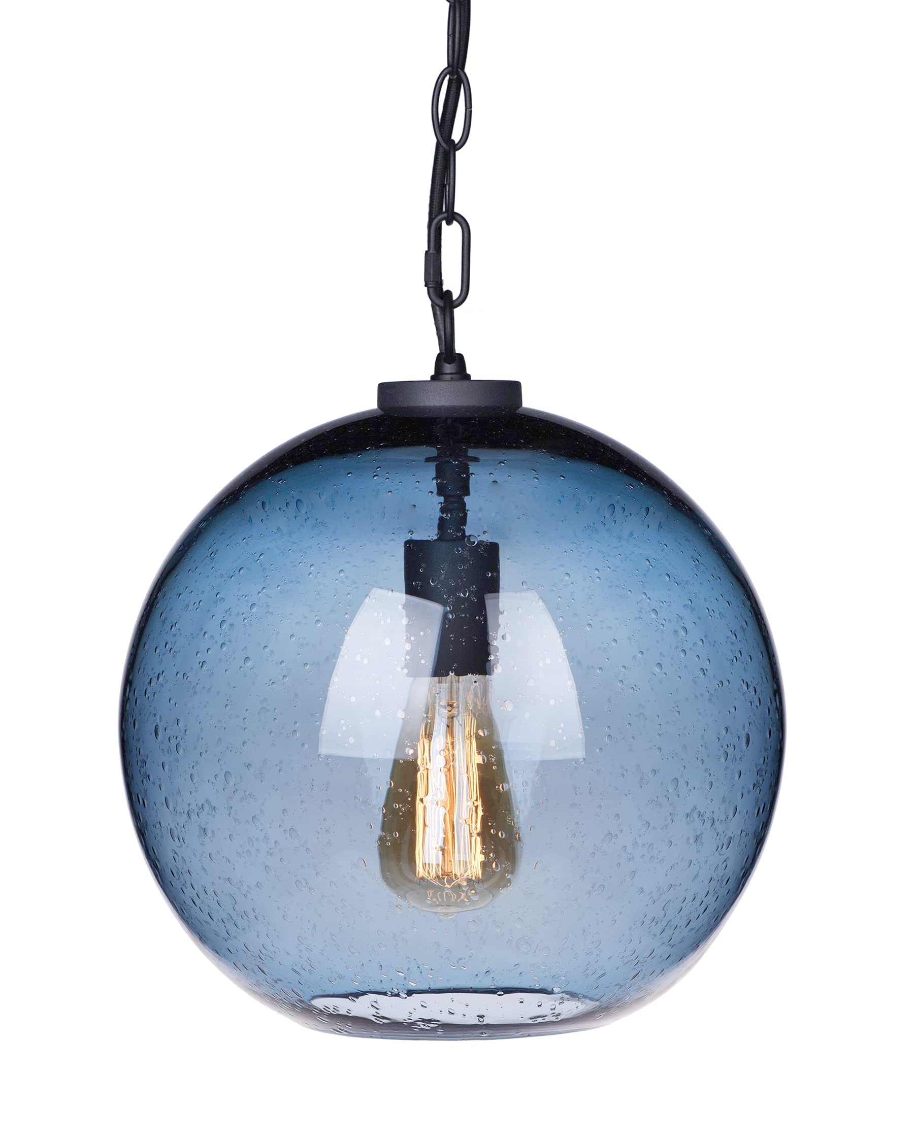 ARIAMOTION Blue Glass Pendant Light Fixture - 12