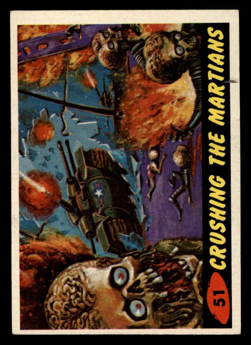 1962 Mars Attacks #51 Crushing the Martians Trading Card - EX Condition - Vintage Comic Book Collectible for Sci-Fi Fans & Pop Culture Enthusiasts - Perfect for Display, Gifts, and Nostalgic Collections