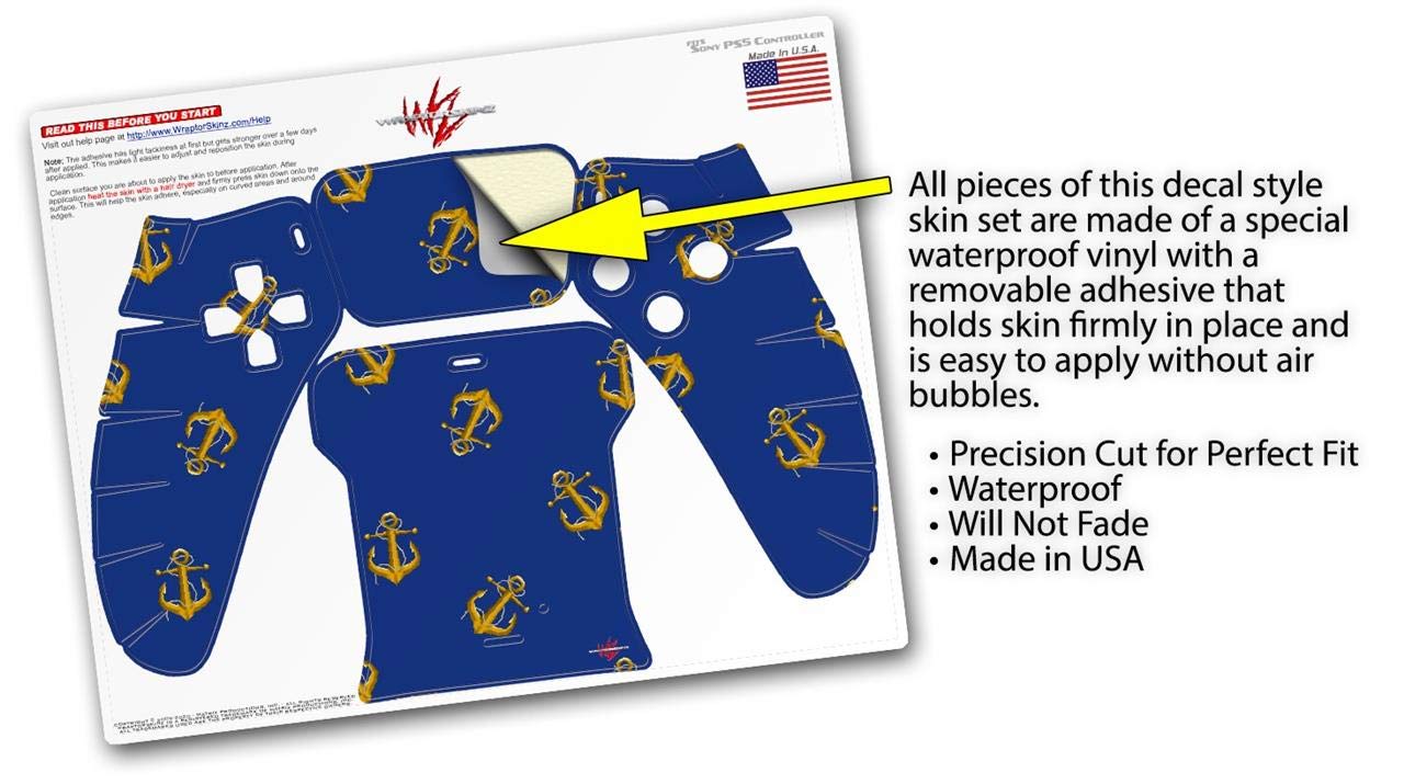 PS5 DualSense Controller Skin Wrap - Anchors Away Blue for Gaming Protection