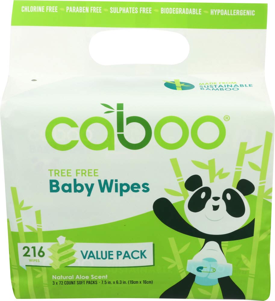 **Caboo Bamboo Baby Wipes, 216 Count – Soft, Eco-Friendly & Hypoallergenic for Newborns, Diaper Changes & On-the-Go Cleaning**