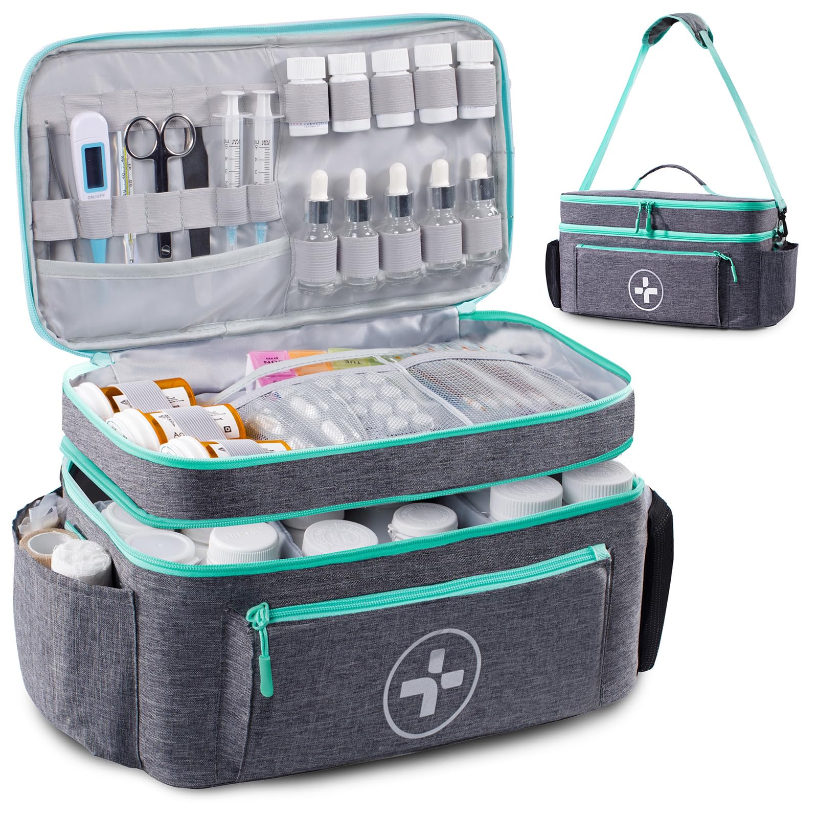 BAGSFY Travel Medicine Organizer Bag - Large Empty Medical Pouch for Pills, First Aid Supplies & Emergency Kits - Portable Medication Storage for Home, Car, Camping & Travel Essentials