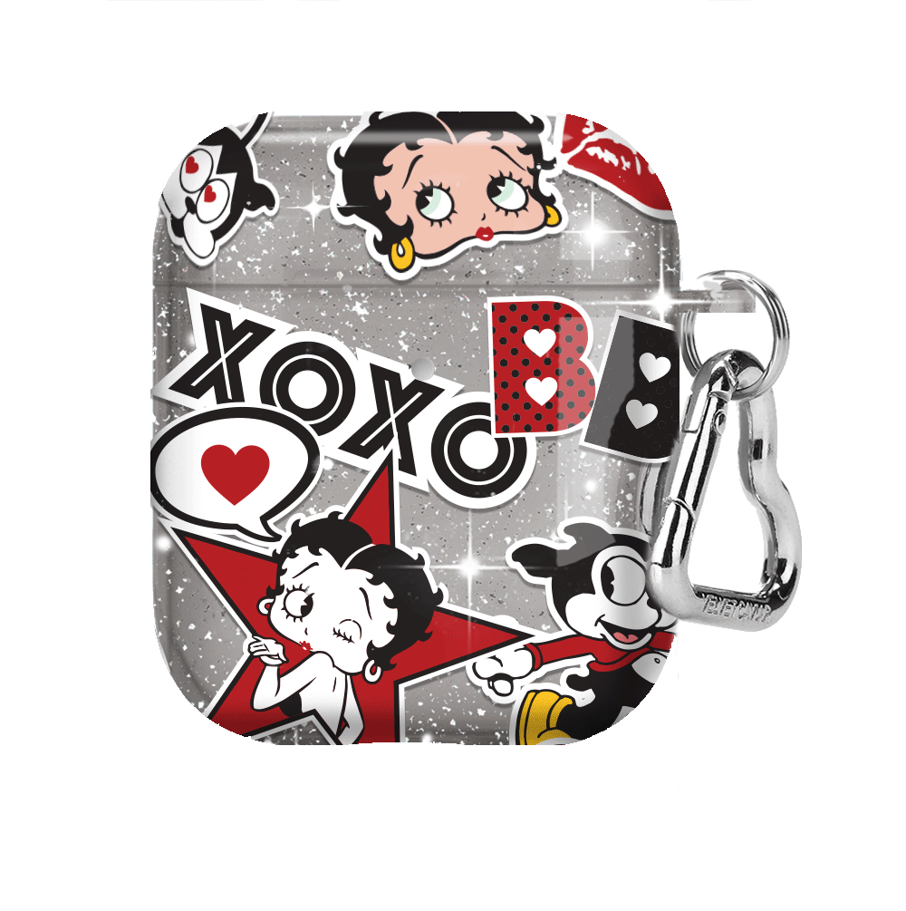 Betty Boop Glitter AirPods Case with Charm - Stylish & Protective Cover for AirPods 1/2/3 Pro - Perfect for Women, Girls, Fashion Accessories & Gifts