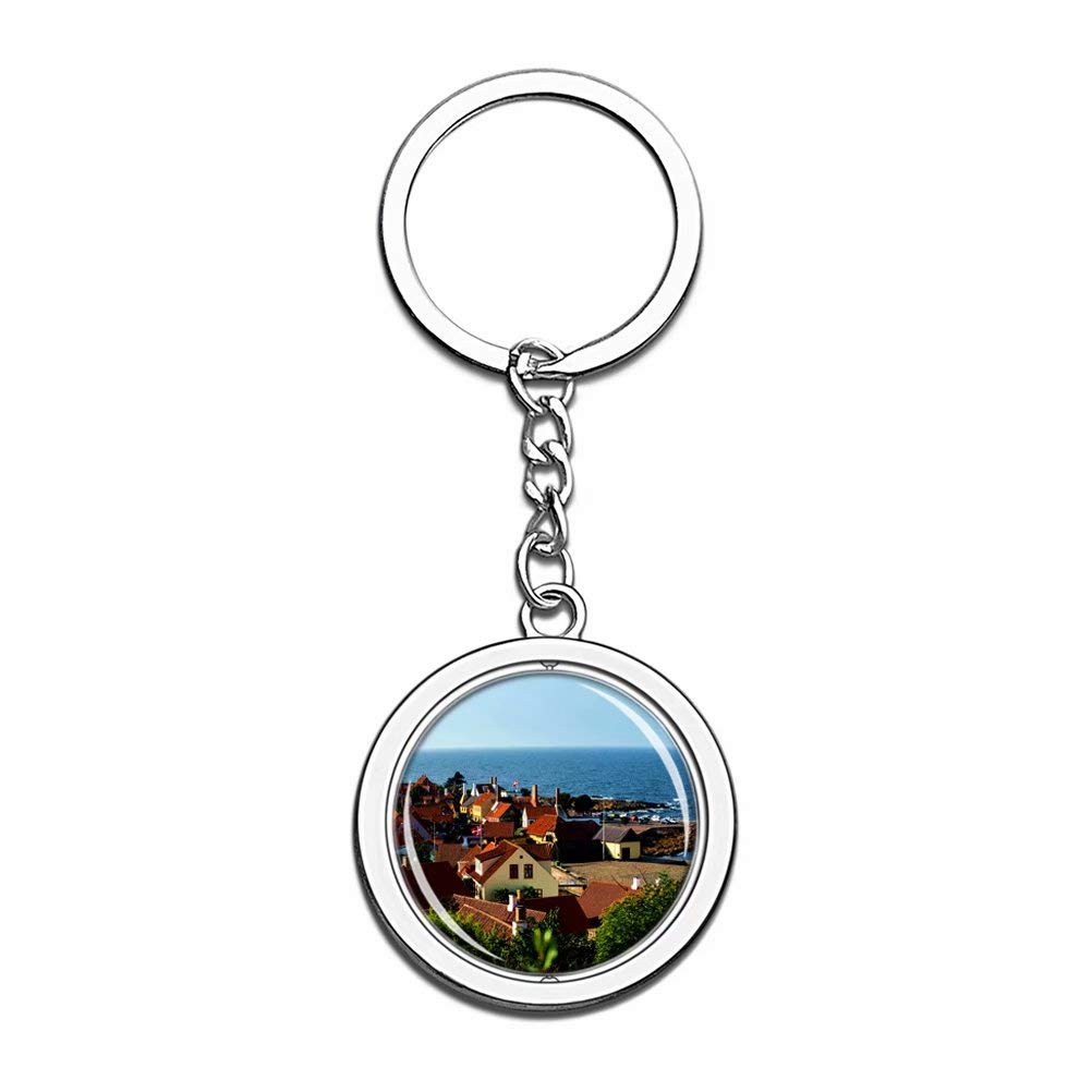 Denmark Bornholm Crystal Keychain - Stainless Steel Travel Souvenir & Gift for City Explorers - Perfect for Backpacks, Luggage Tags, and Home Decor