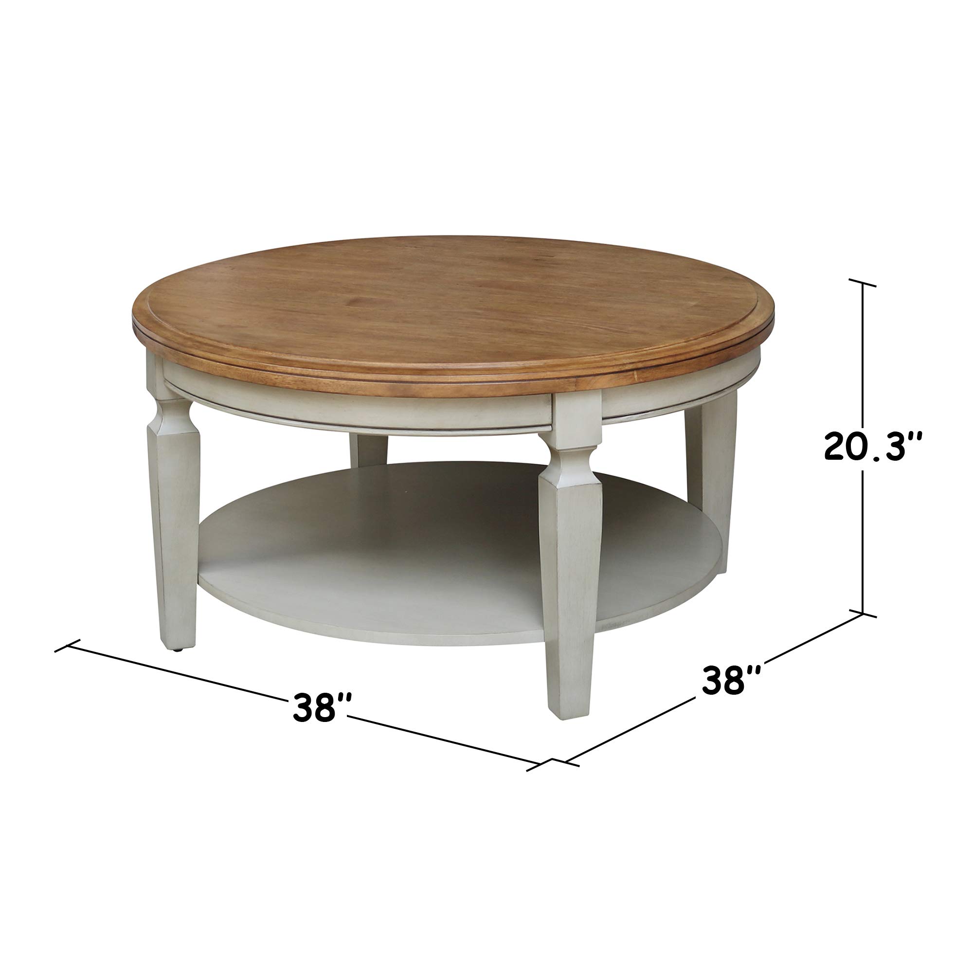 International Concepts Vista Round Hickory Stone Coffee Table - Modern Living Room Furniture for Home Decor & Entertainment