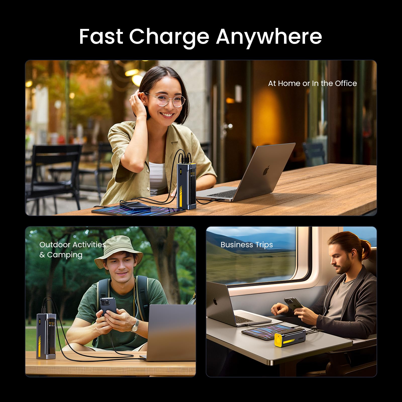 AOHI 140W PD3.1 40000mAh Portable Charger - Fast Charging Power Bank for MacBook Pro/Air, iPad Pro, iPhone 16 Pro Max, Galaxy, Steam Deck | 2-in-1 Laptop & Device Charging Station | Perfect for Camping, Travel & Emergency Power Backup (Grey)