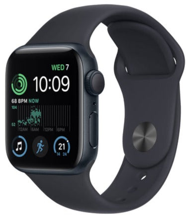 Apple Watch SE 2 (2022) 40mm GPS + Cellular Smartwatch - Midnight Aluminum Case with Midnight Sport Band (M/L Size, Model MNTN3LL/A) | Fitness Tracking, Heart Rate Monitor, Water Resistant for Swimming, Running & Daily Use