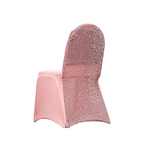 25-Piece Rose Gold Metallic Spandex Stretchable Chair Covers - Elegant Banquet Slipcovers for Wedding, Party & Reception Decor (Fits Standard Chairs) - Perfect for Bridal Showers, Anniversary Celebrations & Formal Events
