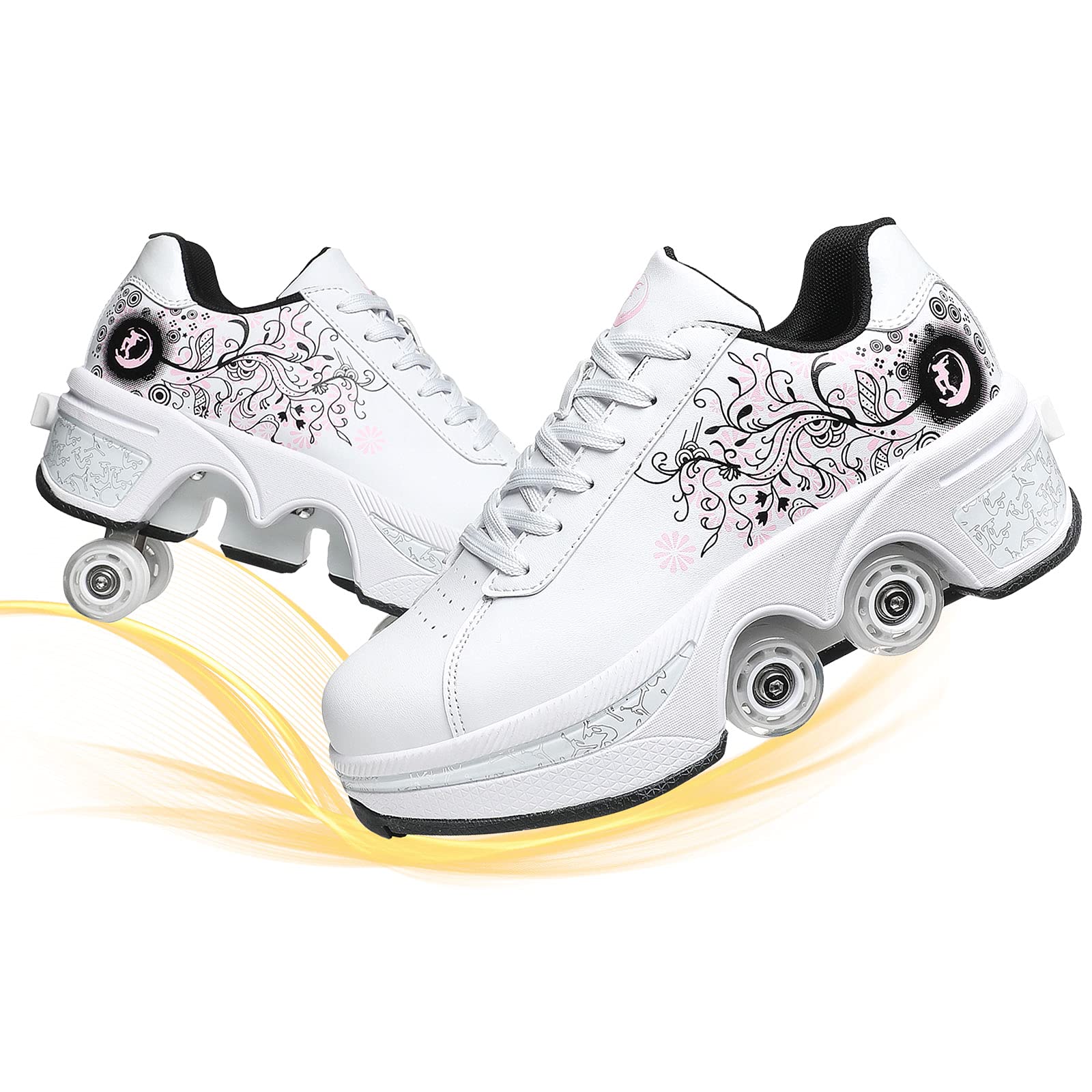 Retractable Roller Shoes for Kids - Convertible Skating Shoes with 4 Wheels for Boys & Girls | Outdoor Sports, Playground Fun & Casual Walking