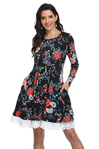 Black&floral With Lace Trim