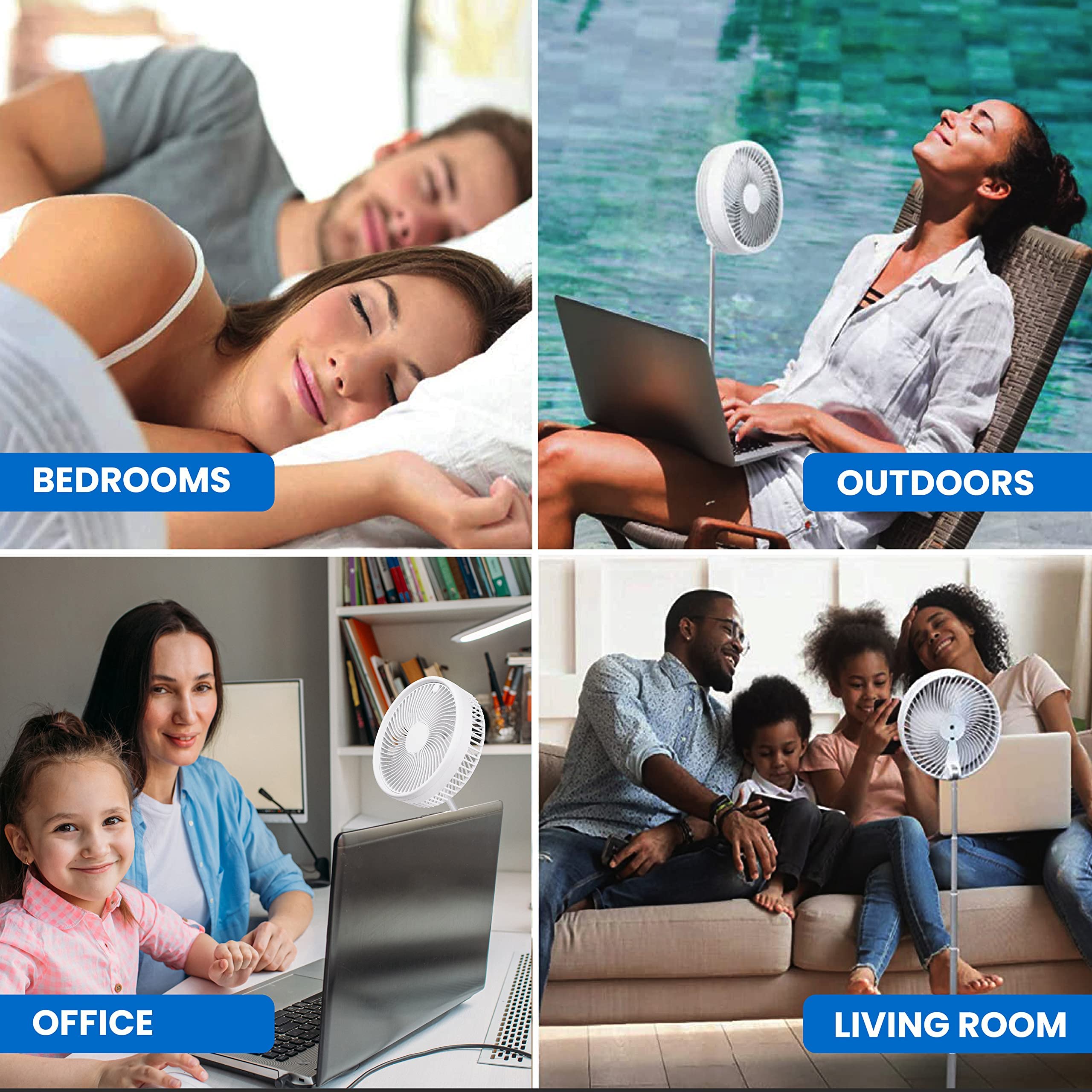 Foldable Rechargeable Desk Fan - Portable Travel Fan with 3 Speed Modes, Extends from 4 to 40 Inches, USB Powered for Home, Office, Bedroom & Outdoor Use - Perfect for Sleeping, Camping & Travel