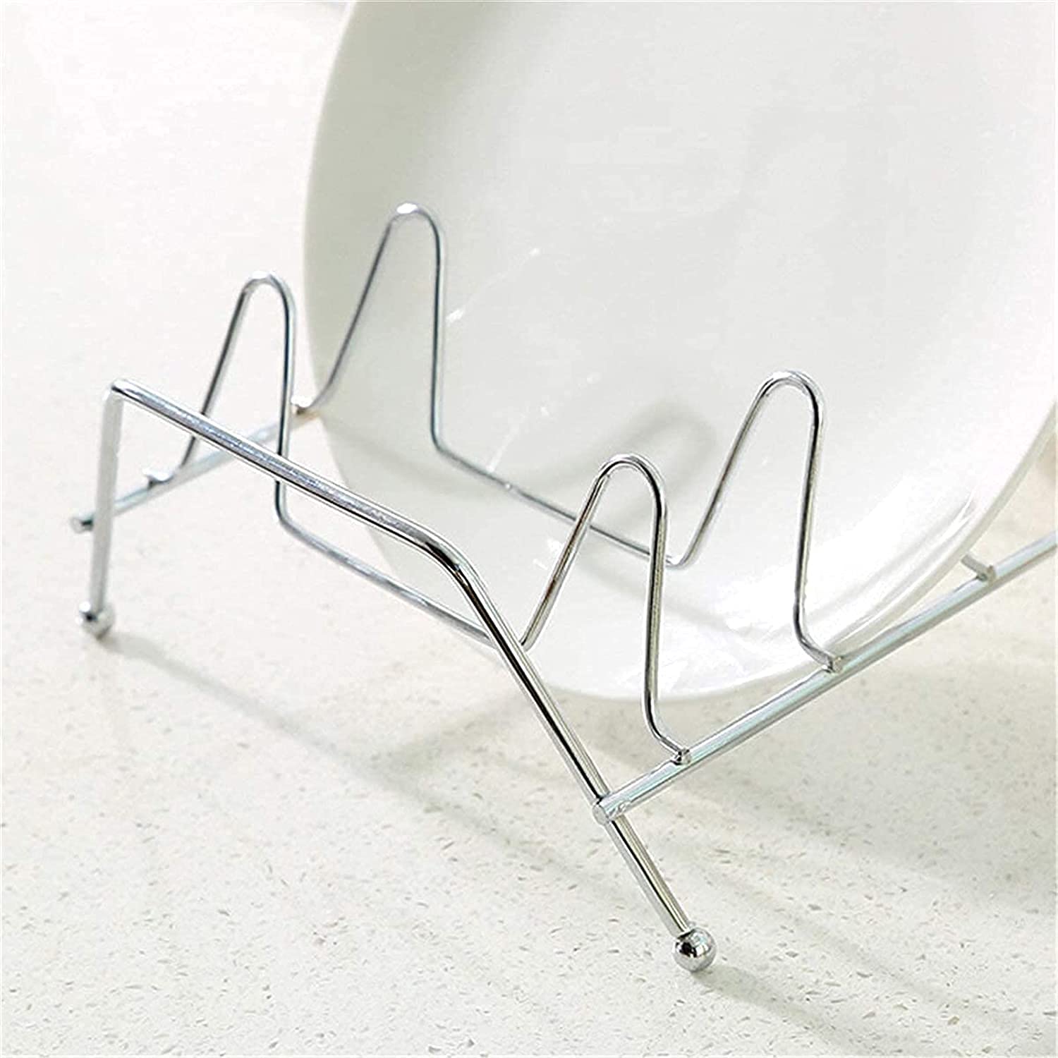 Stainless Steel Plate Rack & Dish Drying Rack - Countertop Organizer with Drainer for Kitchen Utensils, Pans & Plates | Space-Saving Storage Solution for Small Kitchens & Dishwashing Areas