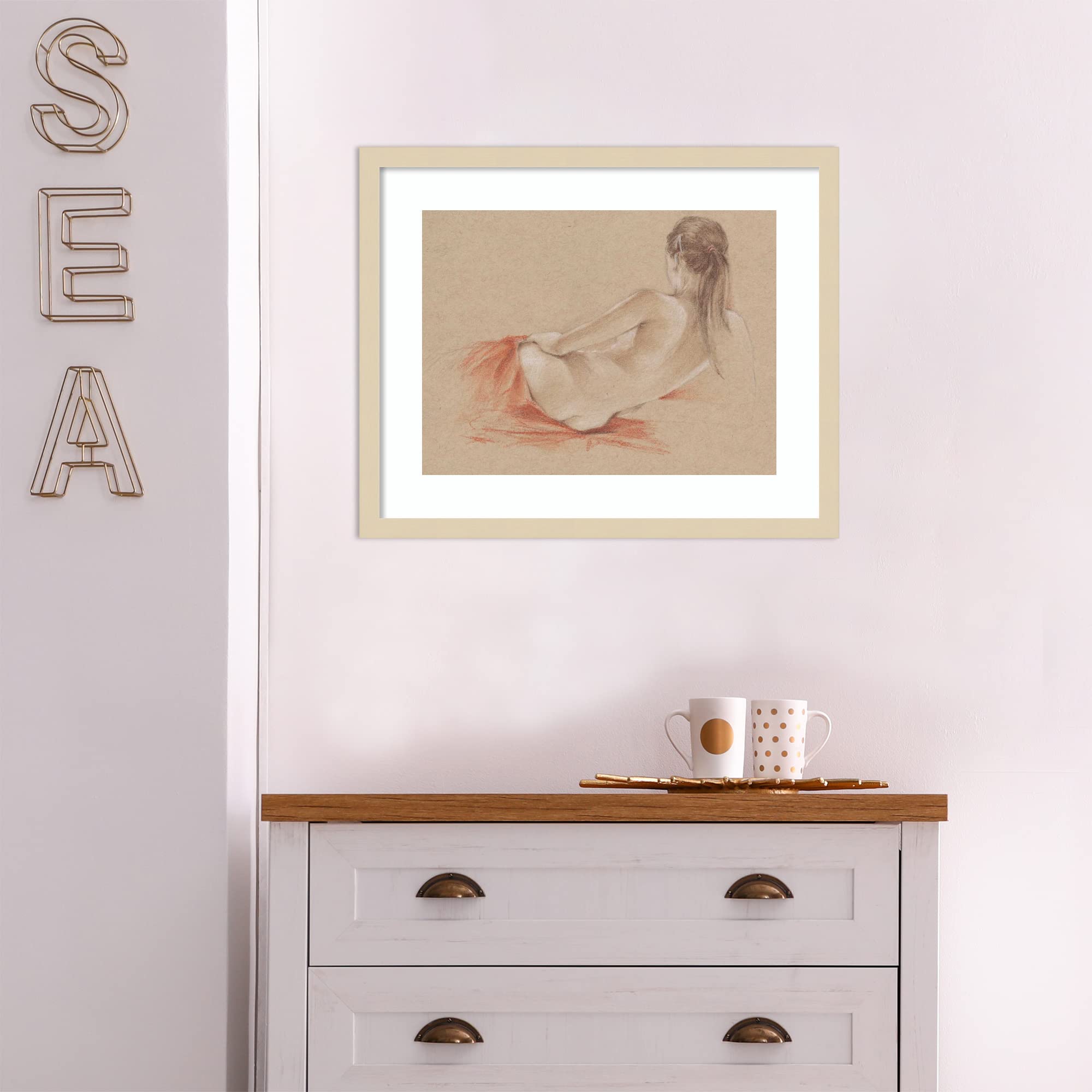 Amanti Art Framed Wall Art Print 17x21 - Classical Figure Study I by Ethan Harper - People Wall Art for Modern Contemporary Decor - Small Poster Painting Artwork for Living Room, Bedroom, Bathroom & Kitchen - Perfect for Home, Office & Gift Giving