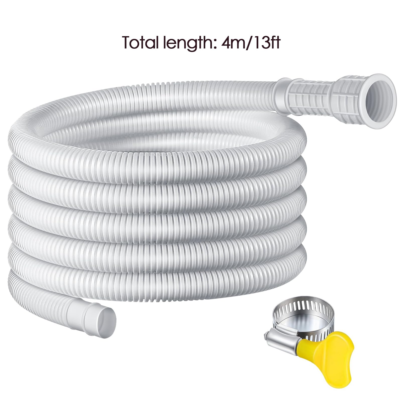 Universal Flexible Dehumidifier Drain Hose with Cuttable Rubber Adapter & Connect Clamp - Replacement Hose for AC Units, Washing Machines & Portable Air Conditioners - Perfect for Basement, Laundry Room & Home Humidity Control