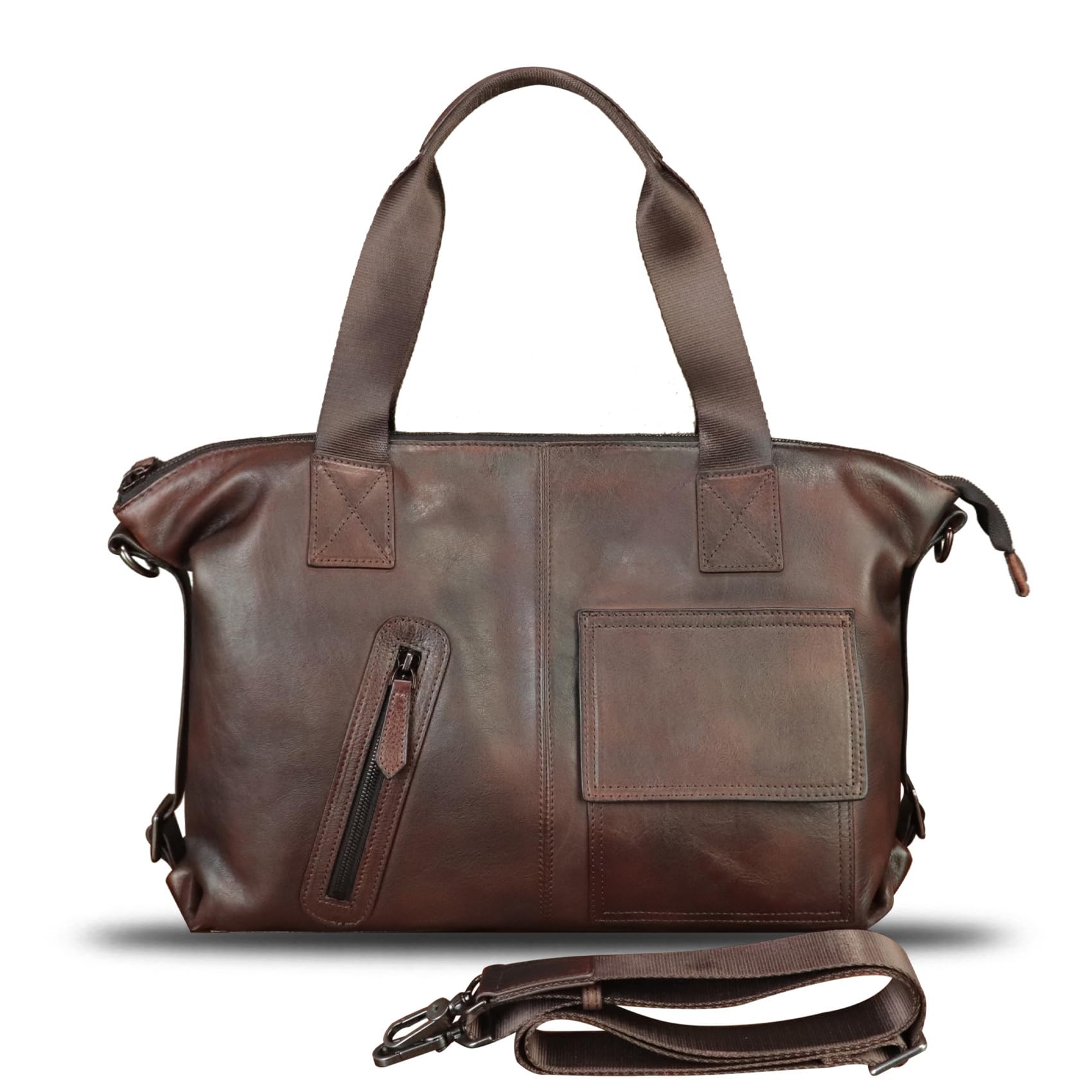 Premium Genuine Leather Messenger Bag for Men - Business Briefcase & Laptop Bag with Adjustable Shoulder Strap - Ideal for Office, Travel & Daily Commute