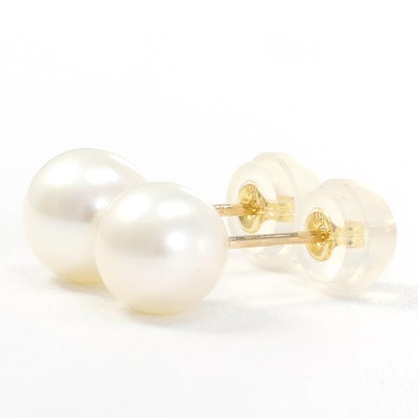 18K Yellow Gold Pearl Earrings for Women - Classic Elegant Stud Earrings with Freshwater Pearls - Perfect for Weddings, Parties & Everyday Wear