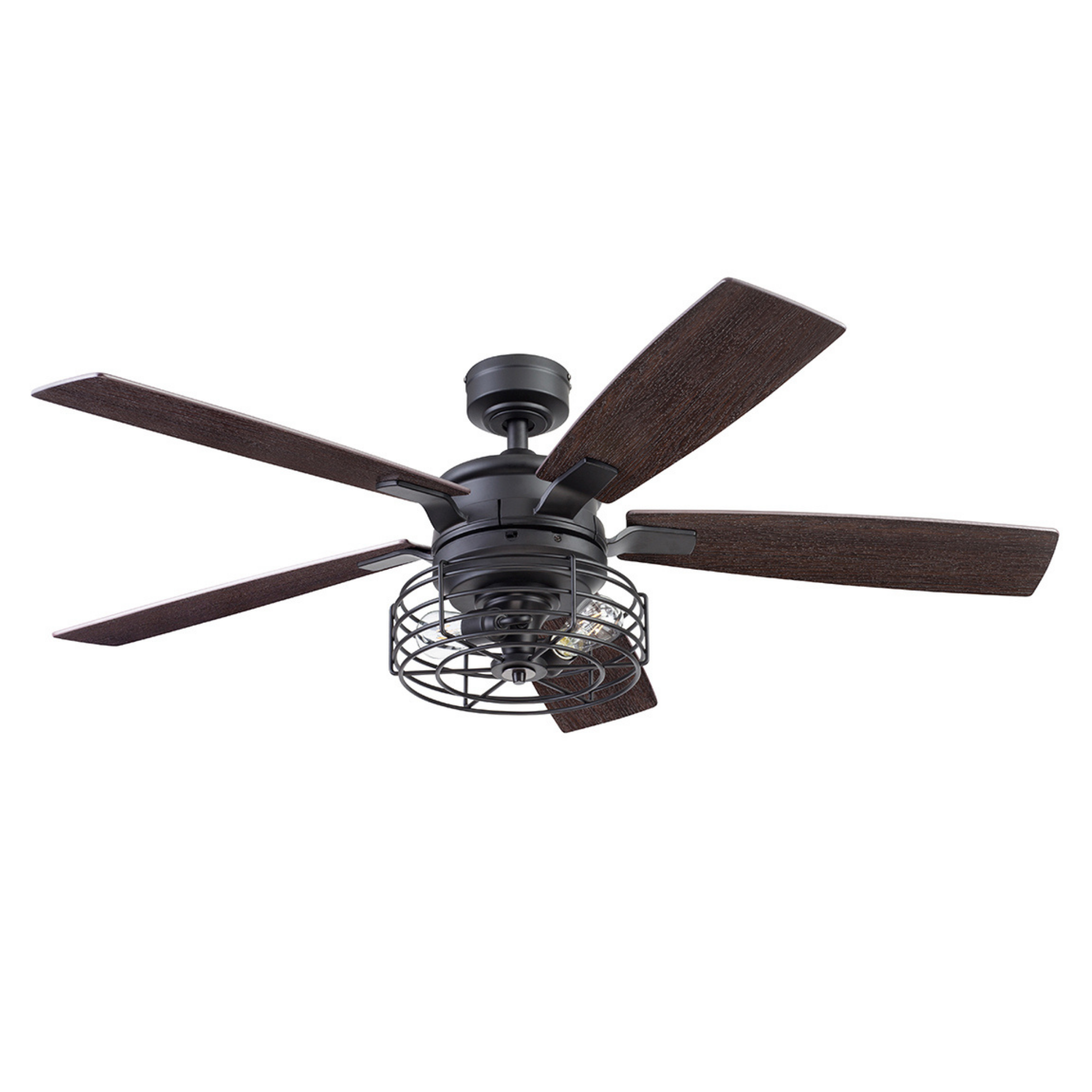 52 Inch Matte Black Remote Control Ceiling Fan with Light - Quiet, Energy Efficient - Perfect for Living Room, Bedroom, and Outdoor Spaces