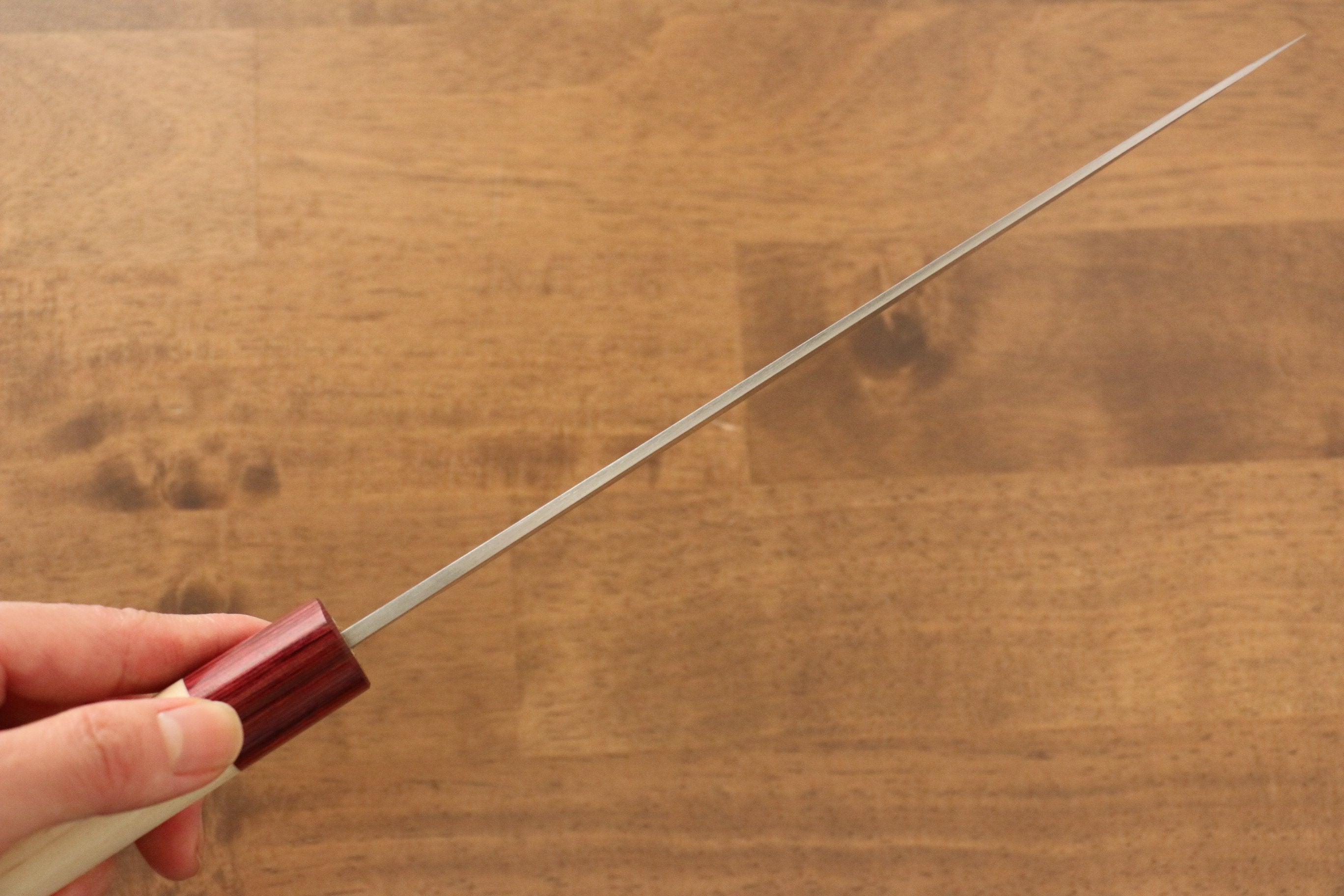 Masakage Yuki White Steel No.2 Nashiji Gyuto 210mm Japanese Chef Knife with Magnolia Handle - Perfect for Sushi, Meat Cutting & Professional Kitchen Use