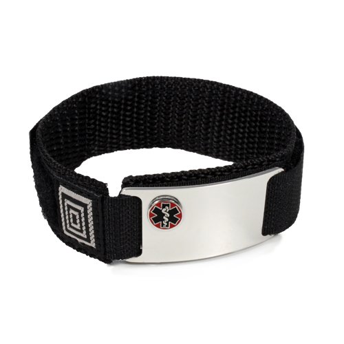Bipolar Disorder Medical Alert Bracelet - Adjustable Black Sport Wristband with Hook & Loop Closure | Emergency ID for Sports & Daily Wear
