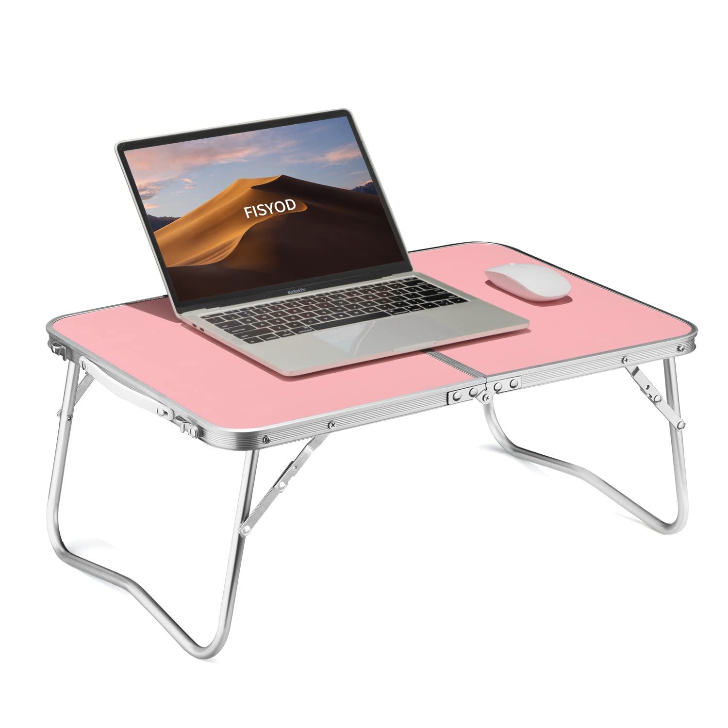 Foldable Laptop Desk with Storage - Portable Bed Tray Table for Breakfast, Study, Reading & Drawing - Compact Folding Design for Home, Office, Dorm & Outdoor Picnic Use (Pink)