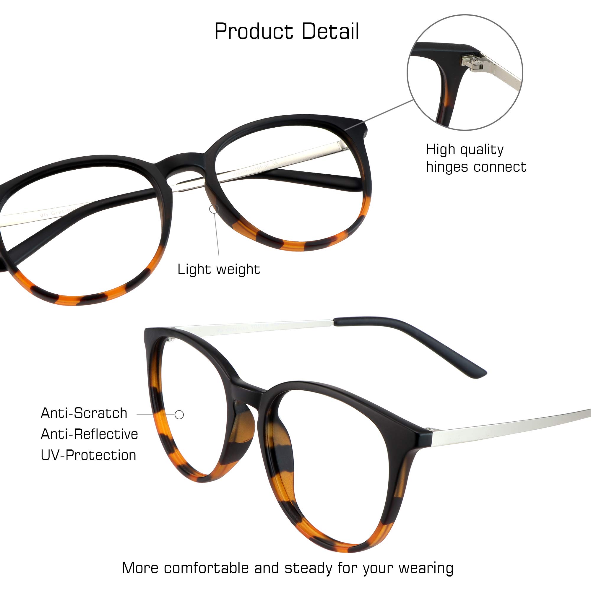 VisionGlobal Blue Light Blocking Glasses - Anti Glare for Computer & TV Use