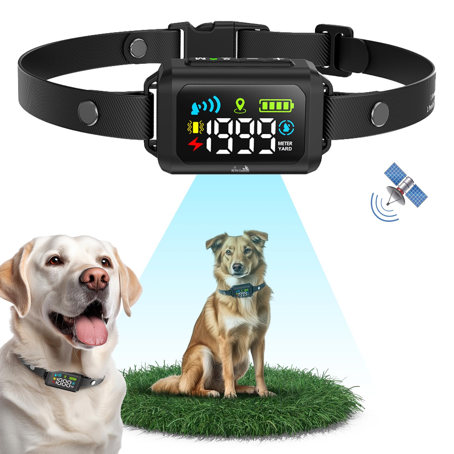 My Pet Command GPS Dog Collar Fence System - New Generation Wireless Dog Fence Containment System with Boundary Training, Waterproof & Rechargeable - Perfect for Outdoor Pet Safety and Training in Backyards, Parks & Large Properties