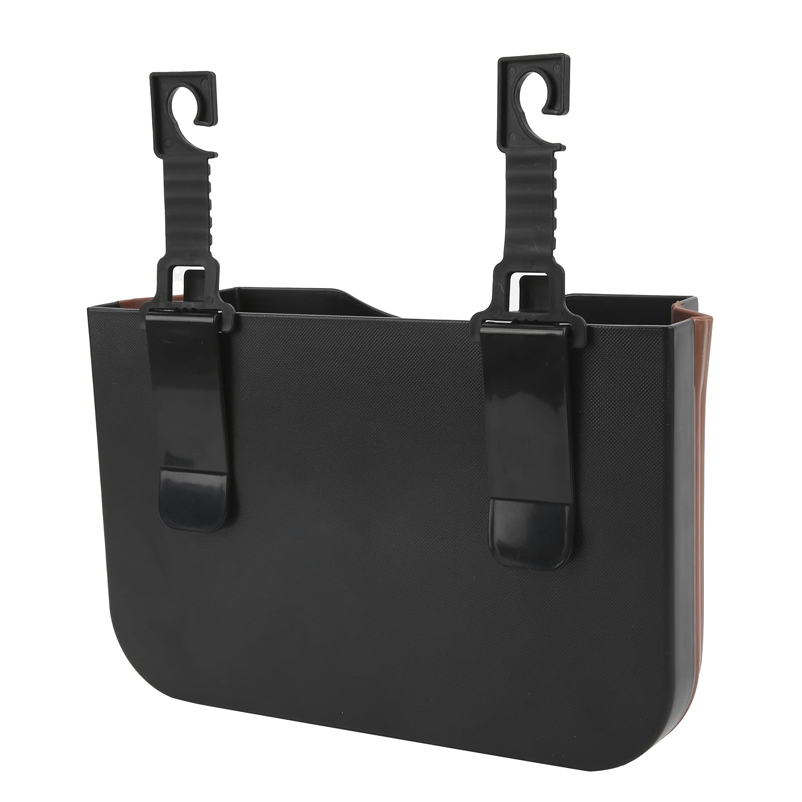 Universal Foldable Car Seat Back Organizer - Hanging Storage Box for Drinks, Phone & Documents | Black-Brown Car Interior Accessory | Perfect for Road Trips, Commuting & Family Travel